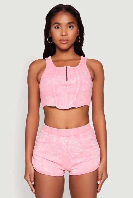 Cropped Mineral Wash Corset Top sold by Rainbow