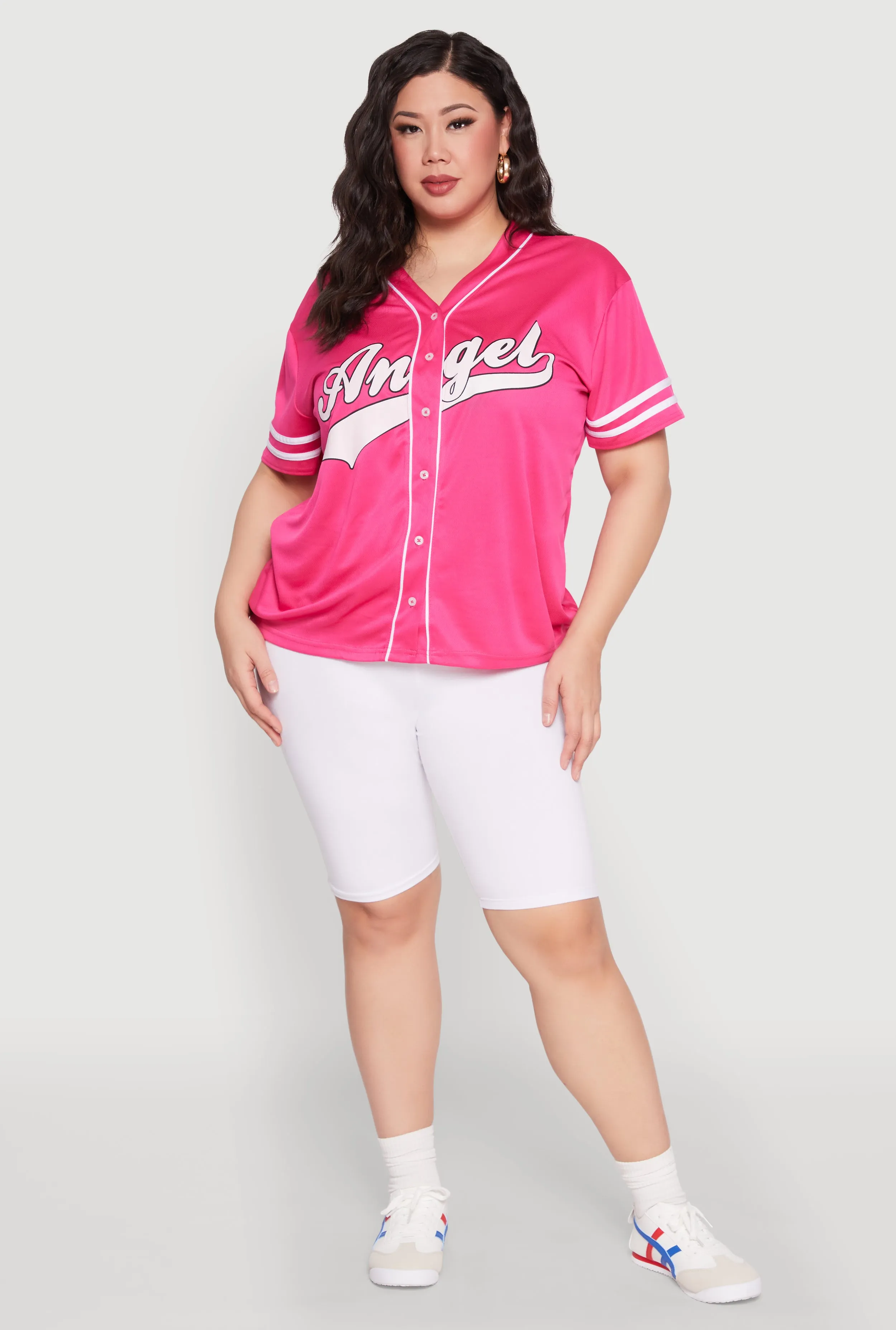 Plus Size Angel Graphic Baseball Tee sold by Rainbow