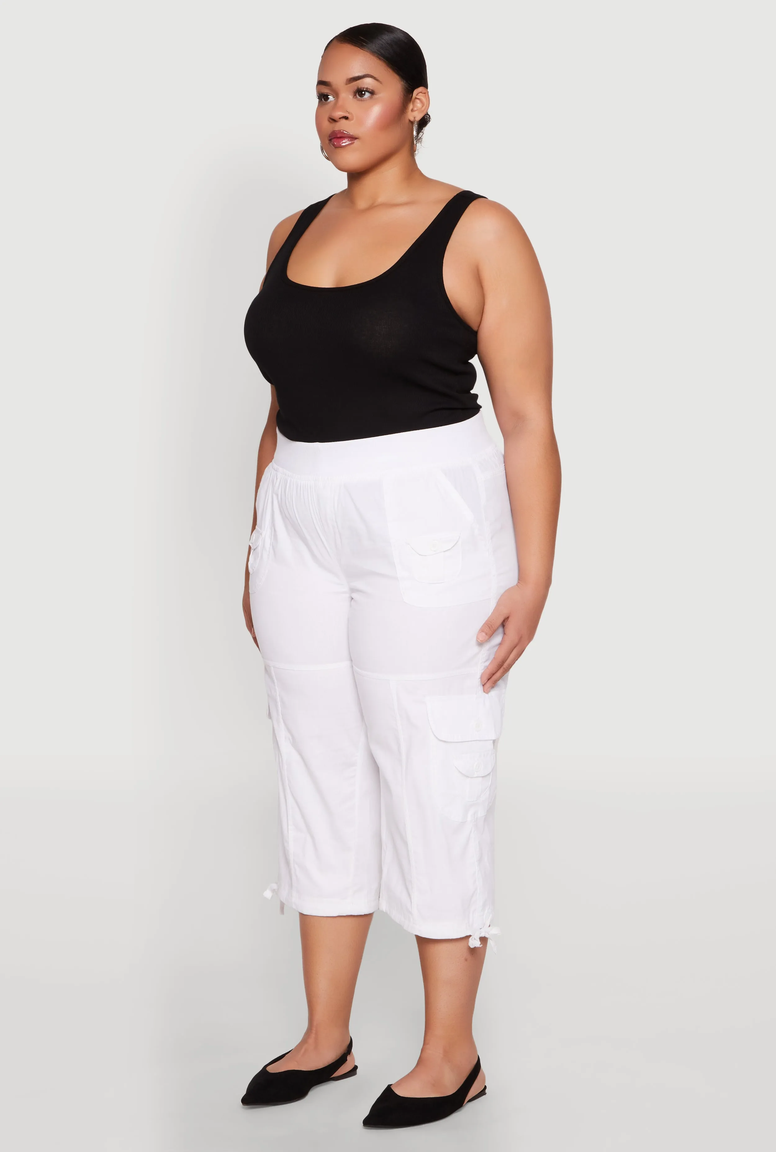 Plus Size High Waisted Cargo Capri Pants sold by Rainbow product image thumbnail 3
