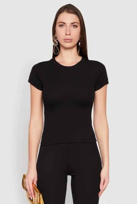 Short Sleeve Rib Knit Tee sold by Rainbow