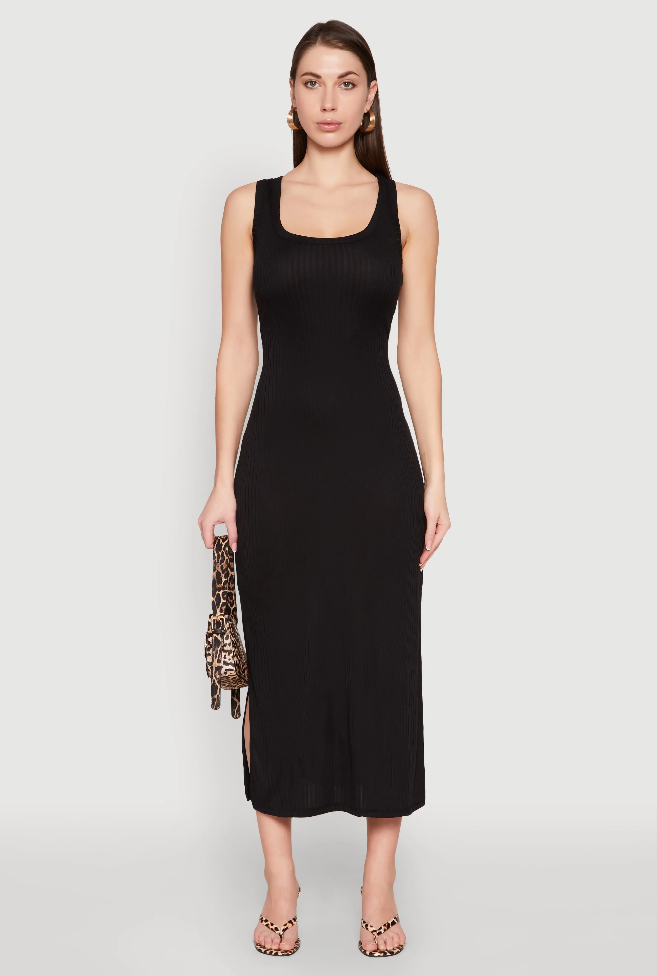 Ribbed Knit Scoop Neck Maxi Tank Dress sold by Rainbow product image thumbnail 2