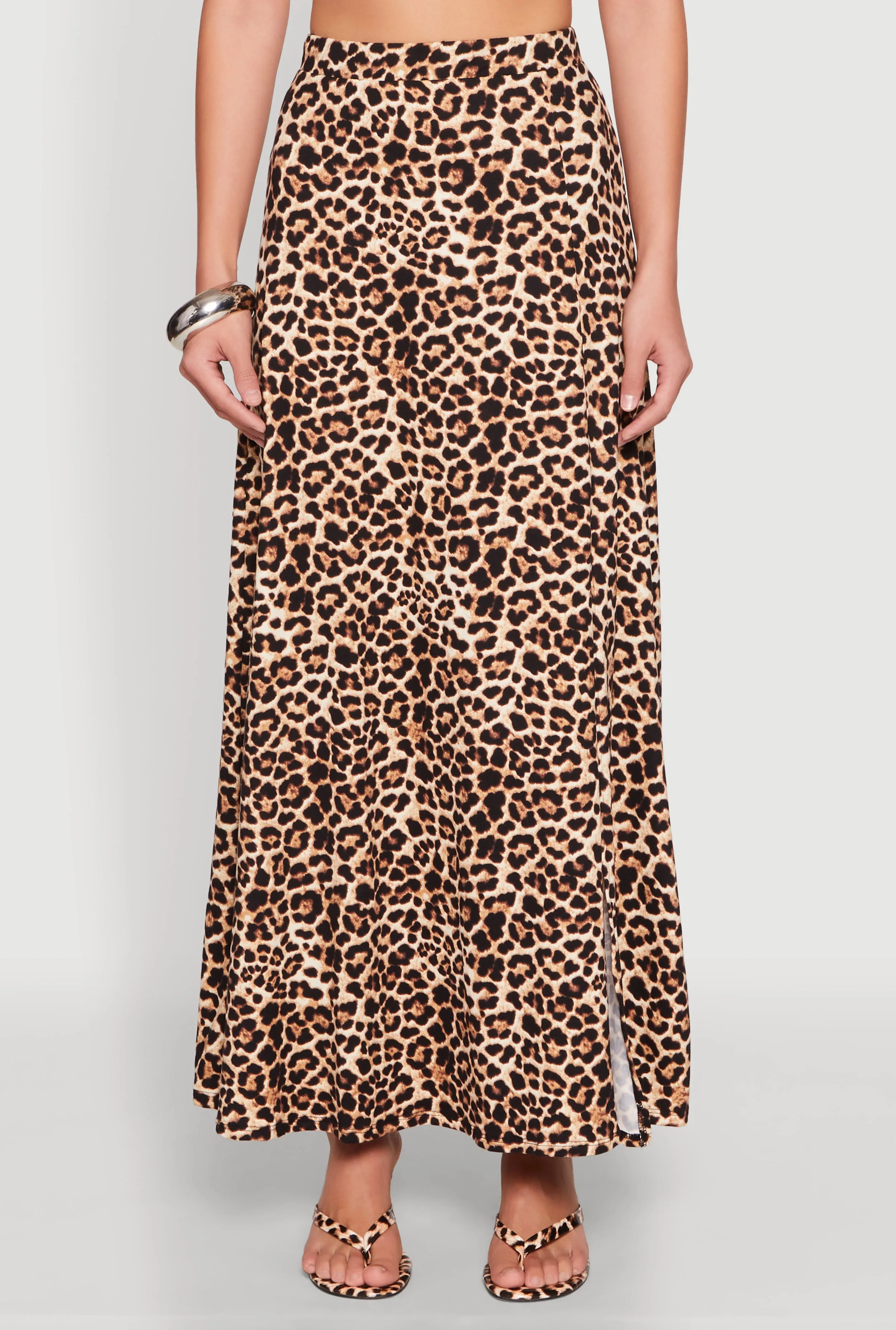 Leopard Print Side Slit Maxi Skirt sold by Rainbow product image thumbnail 3