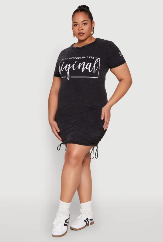 Plus Size Mineral Wash Im Not Perfect But Im Original Dress sold by Rainbow