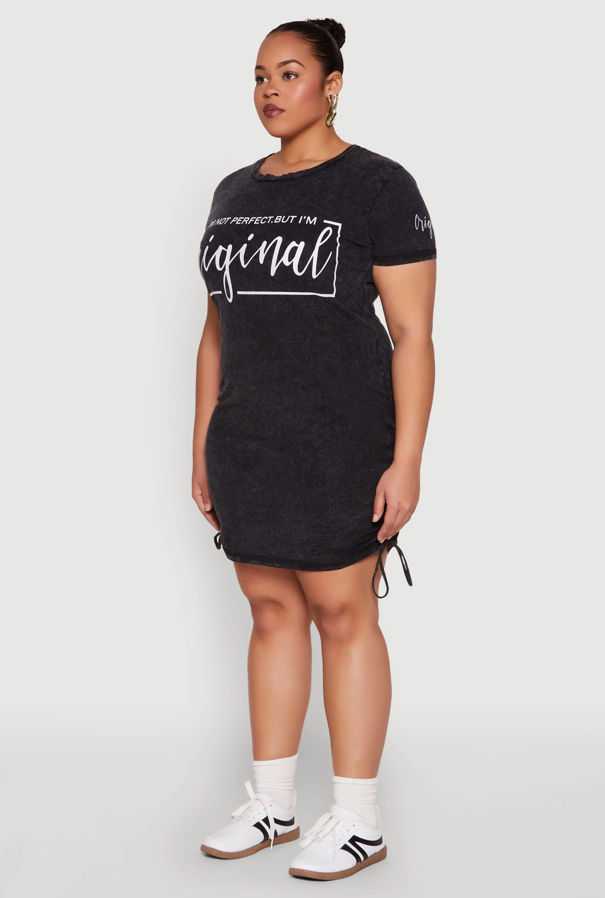 Plus Size Mineral Wash Im Not Perfect But Im Original Dress sold by Rainbow product image thumbnail 3