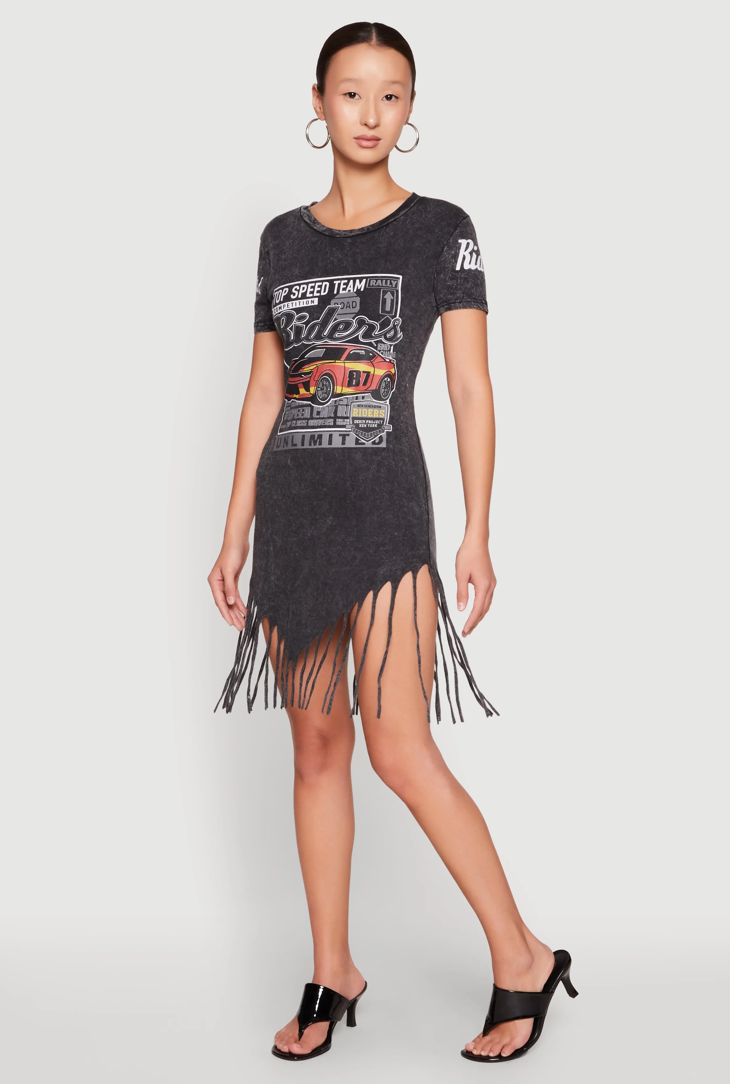 Mineral Wash Riders Graphic Fringe Dress sold by Rainbow
