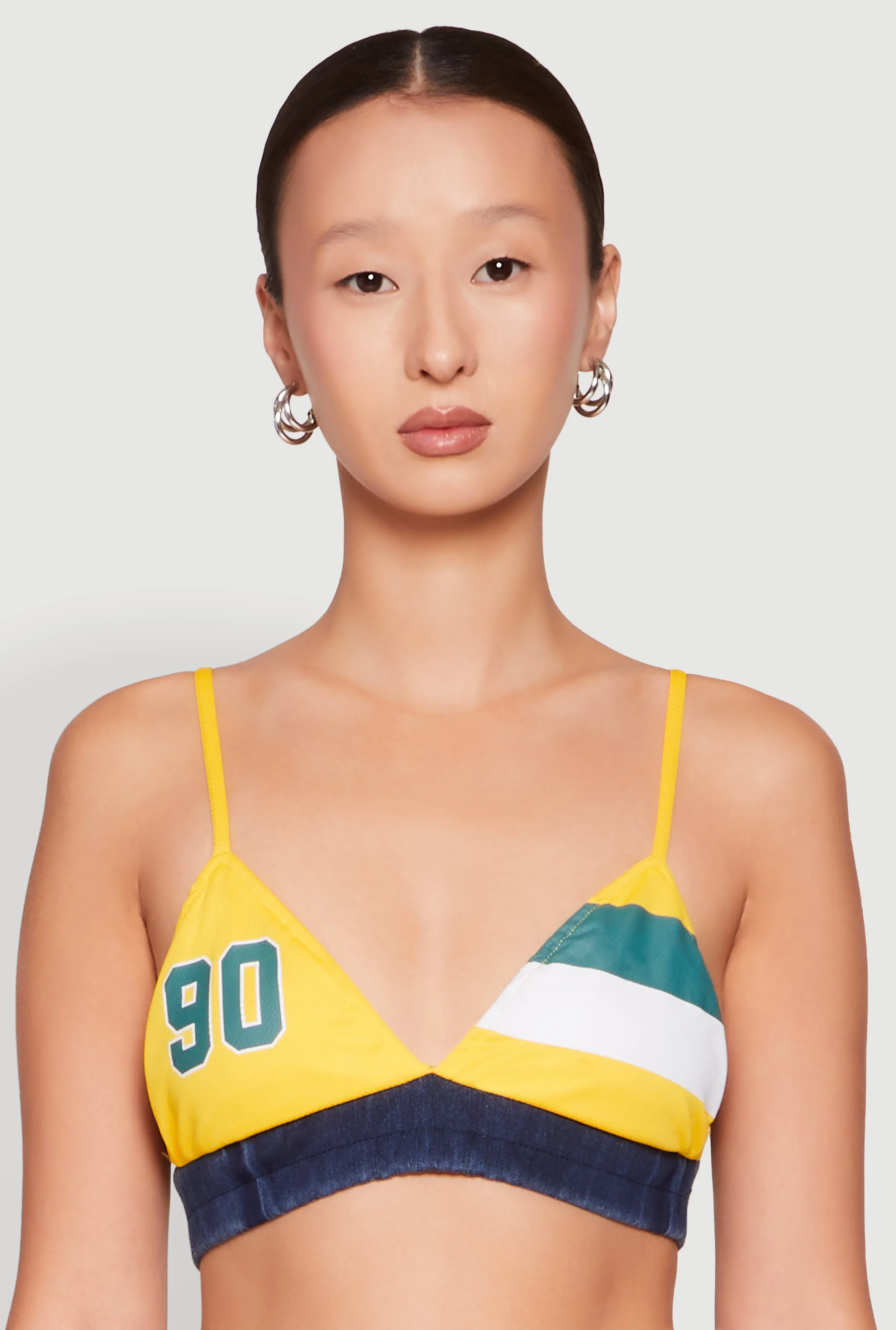 Jersey Mesh 90 Graphic Contrast Trim Bralette sold by Rainbow