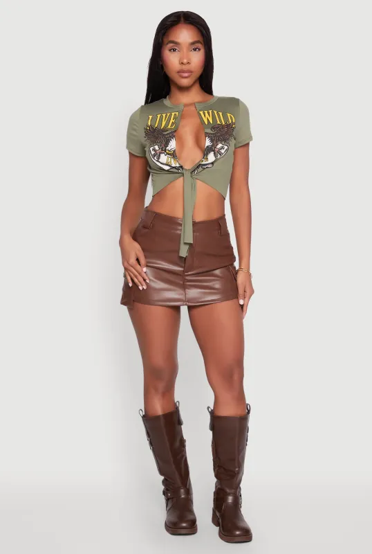 Live Wild Plunge Tie Front Crop Top sold by Rainbow
