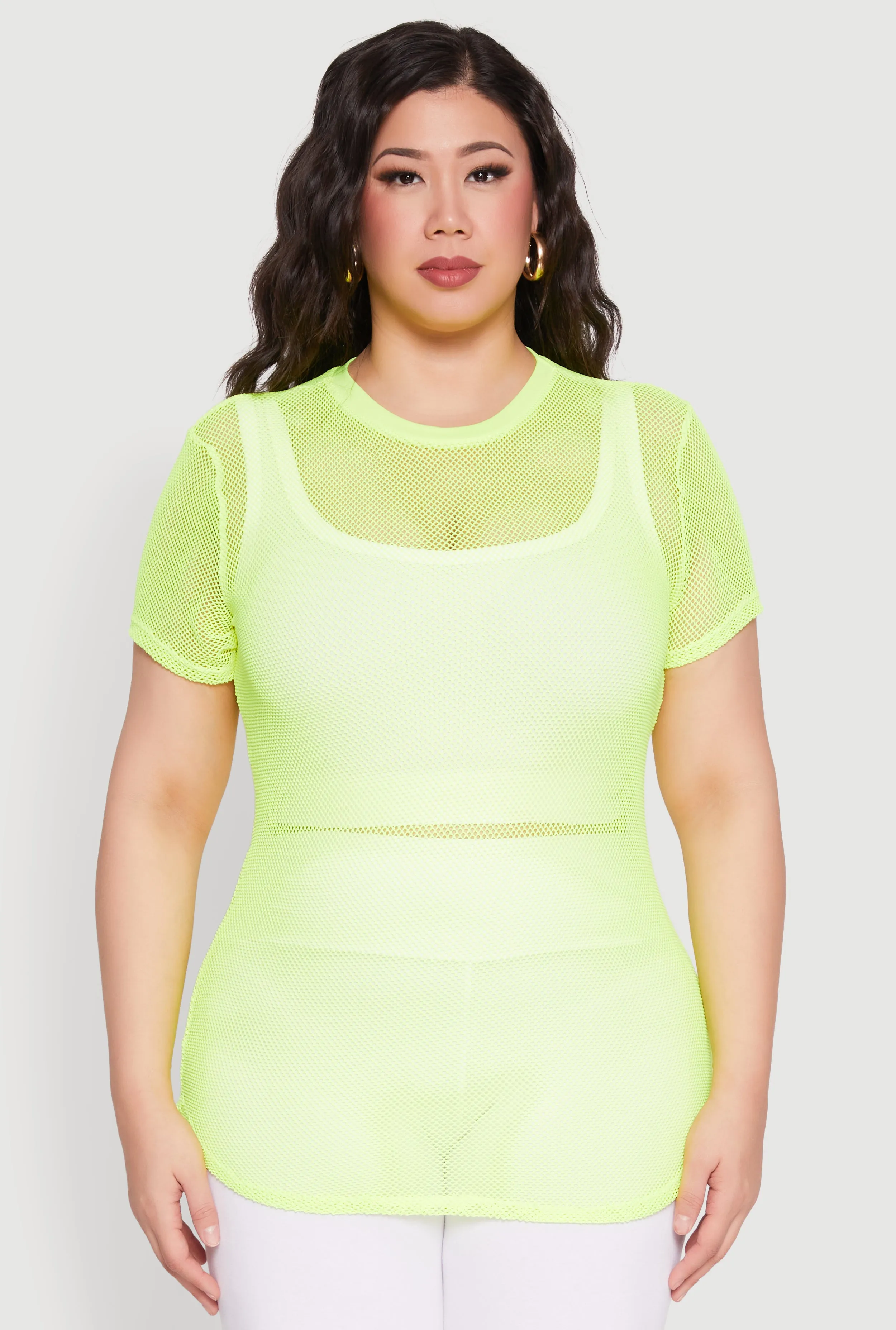 Plus Size Fishnet Short Sleeve Top sold by Rainbow product image thumbnail 2