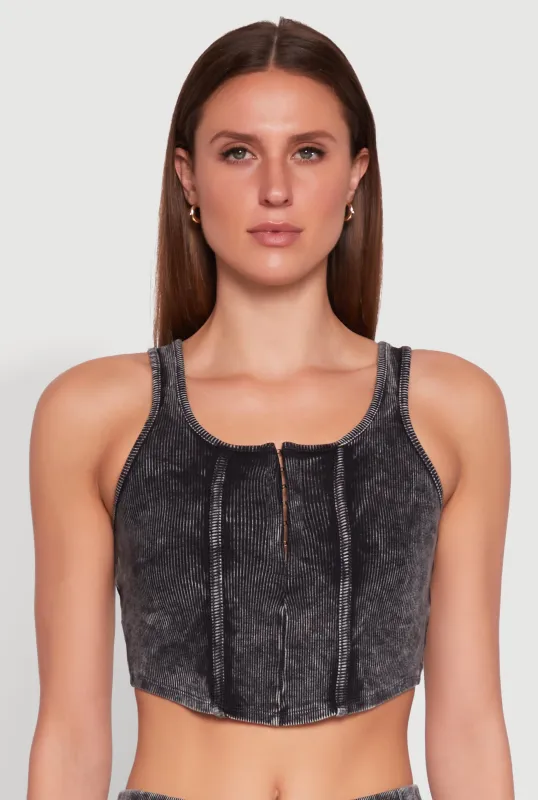 Cropped Mineral Wash Corset Top sold by Rainbow