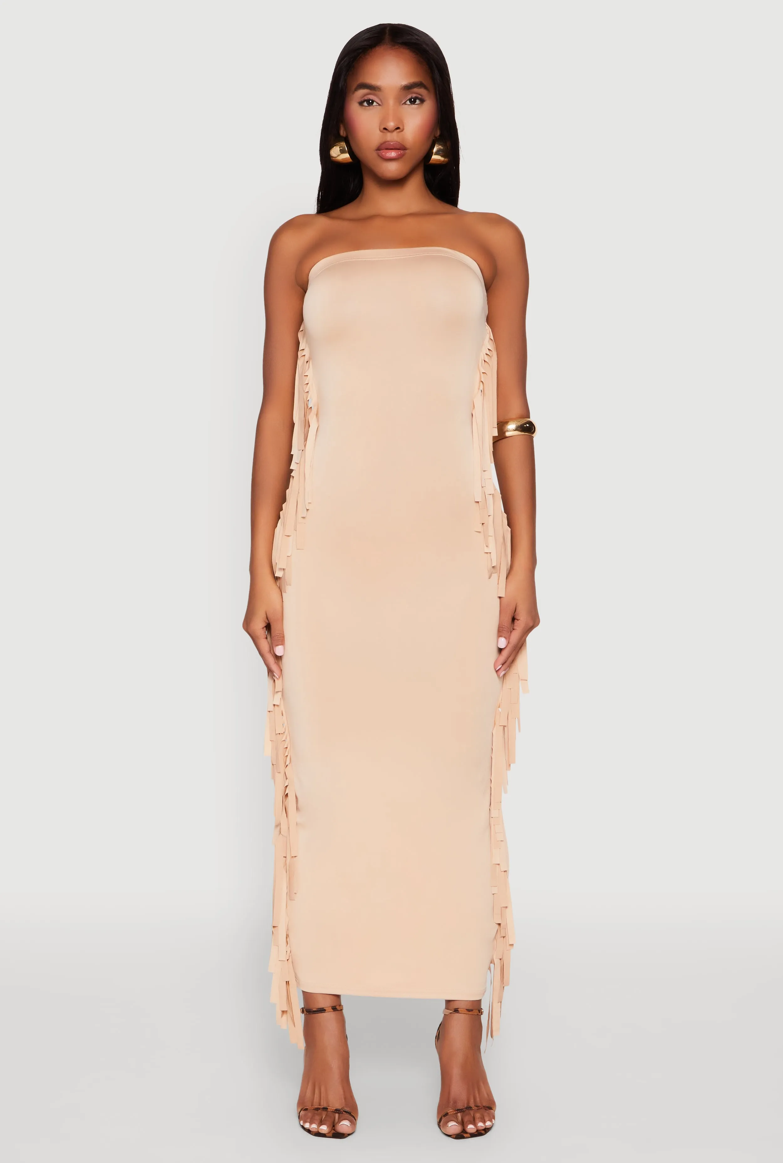 Side Fringe Maxi Tube Dress sold by Rainbow product image thumbnail 2