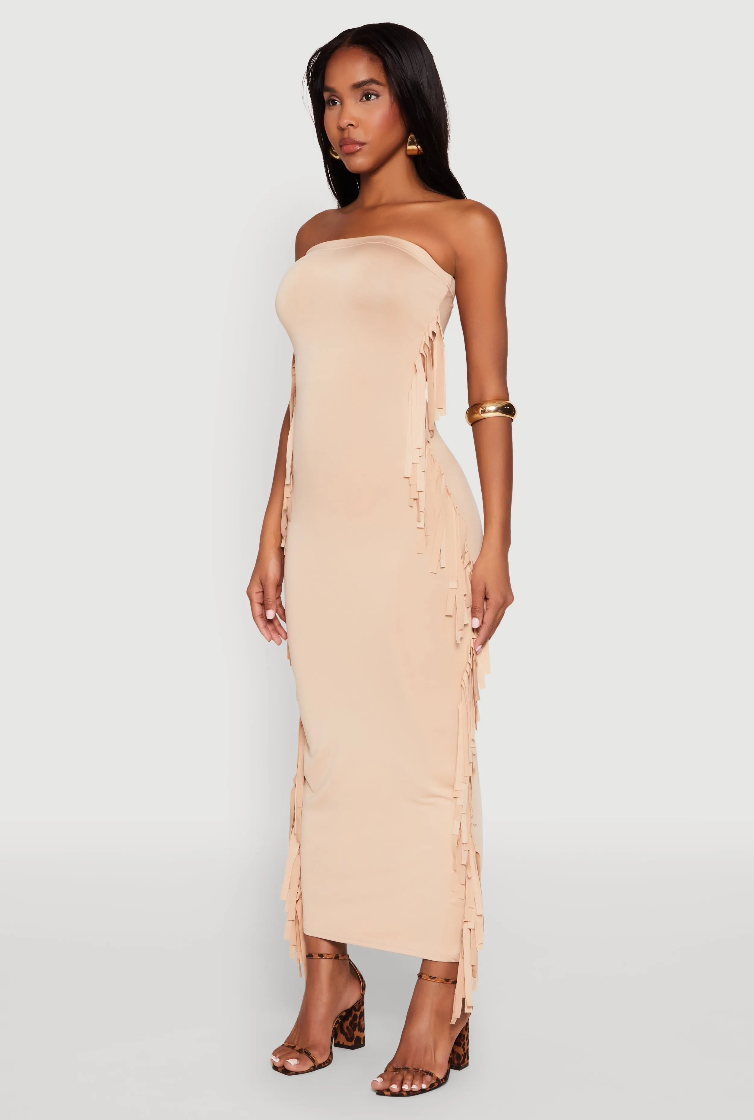 Side Fringe Maxi Tube Dress sold by Rainbow product image thumbnail 3