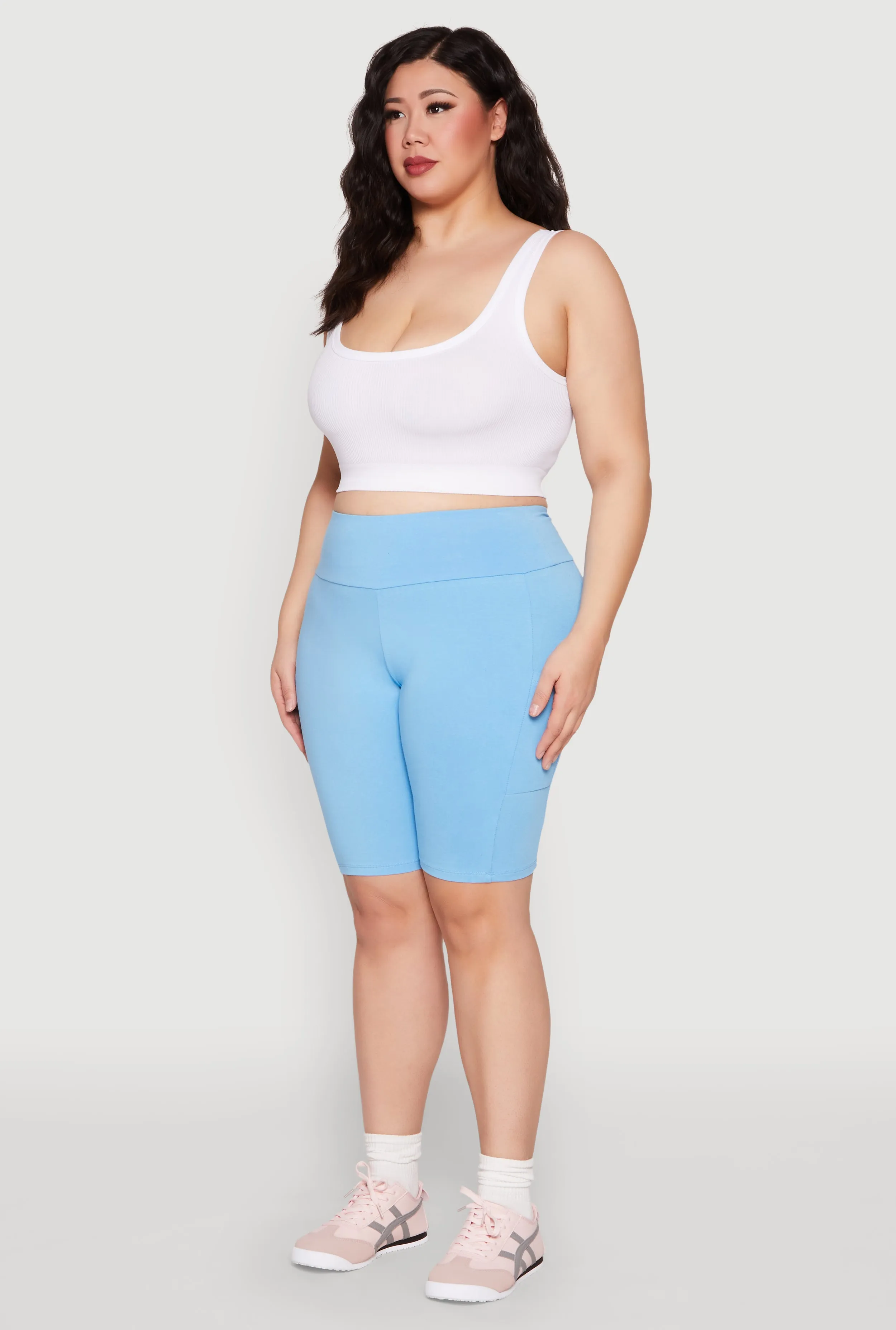 Plus Size High Waist Cell Phone Pocket Biker Shorts sold by Rainbow product image thumbnail 3