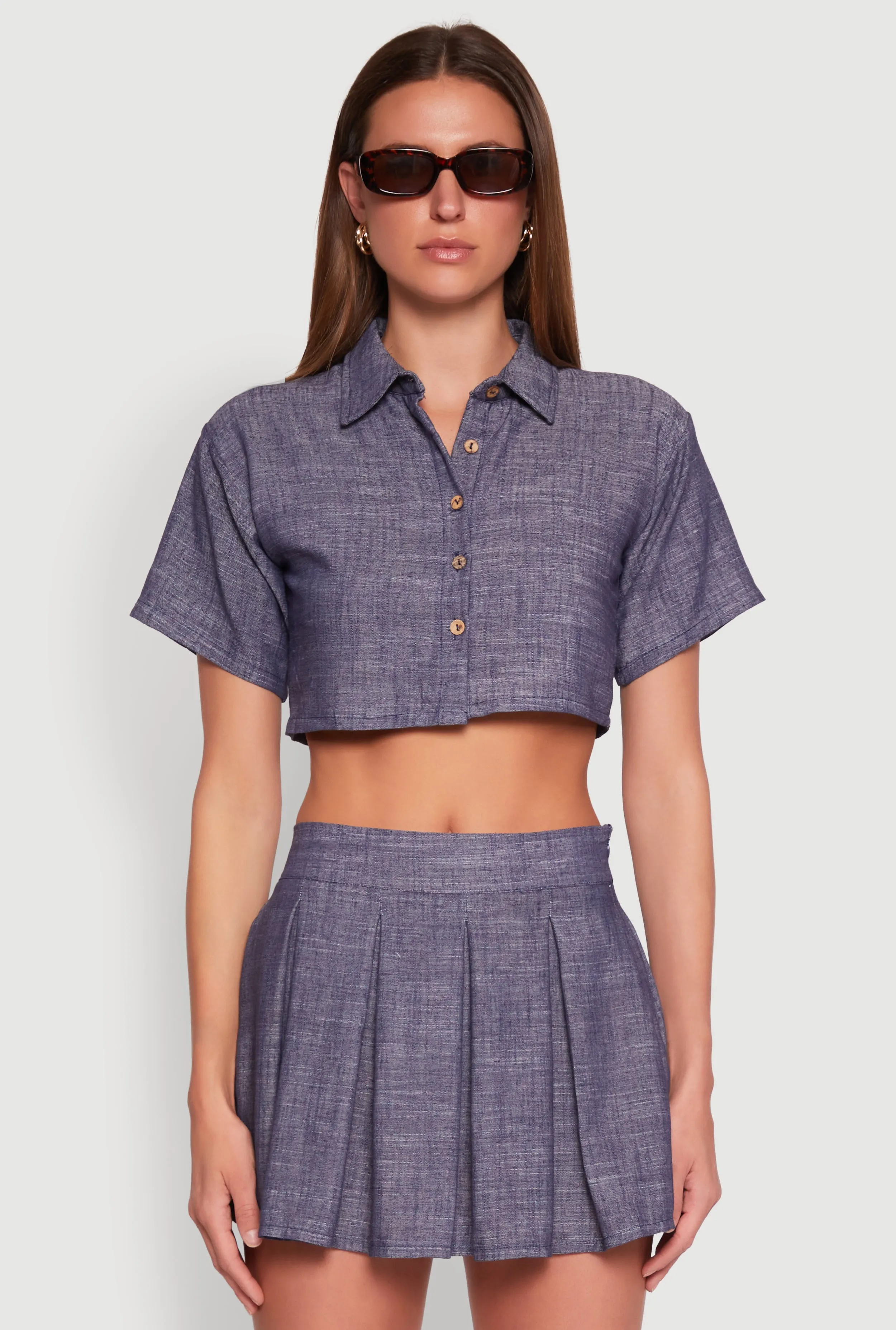 Linen Cropped Shirt sold by Rainbow