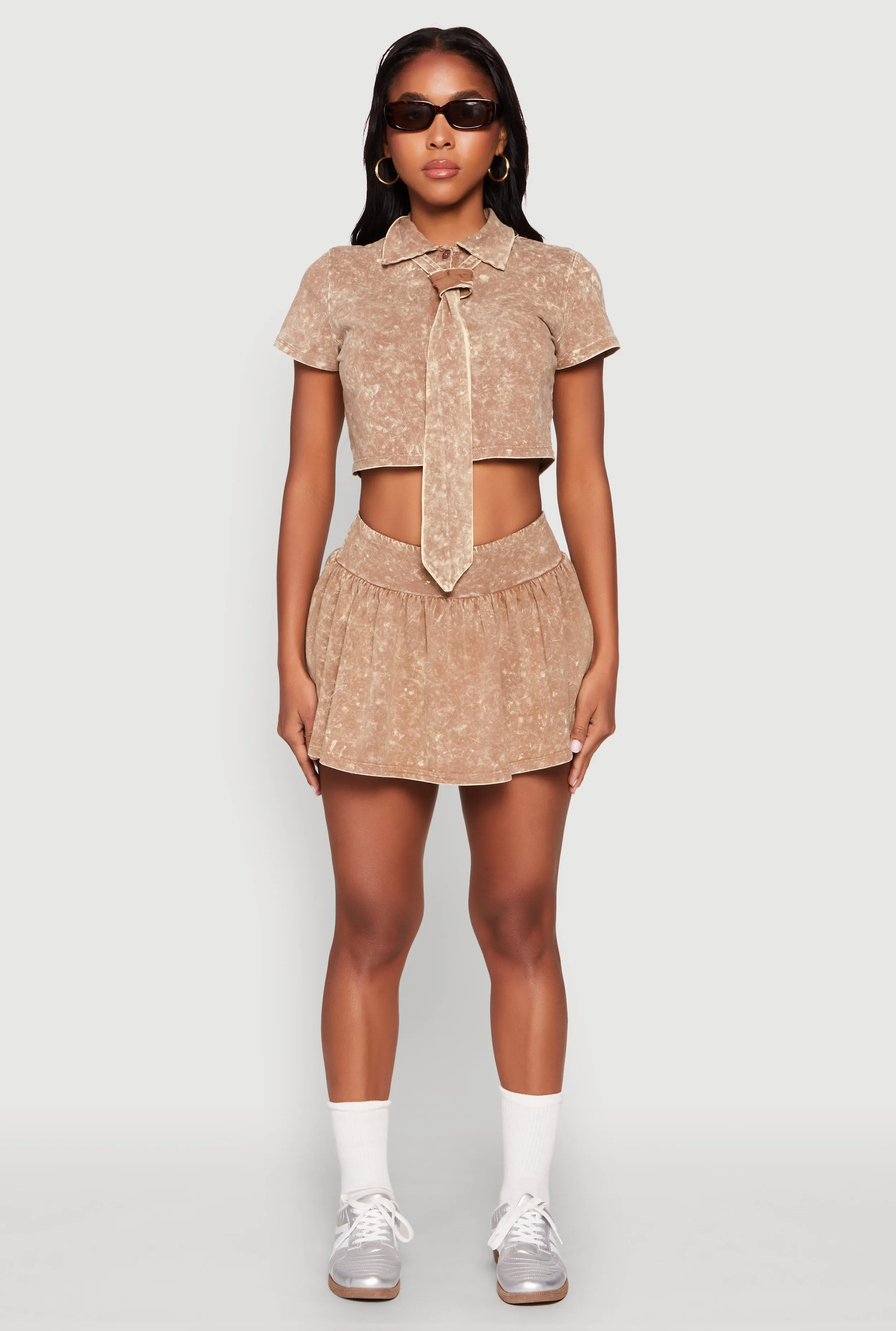 Mineral Wash Crop Top with Necktie sold by Rainbow product image thumbnail 2