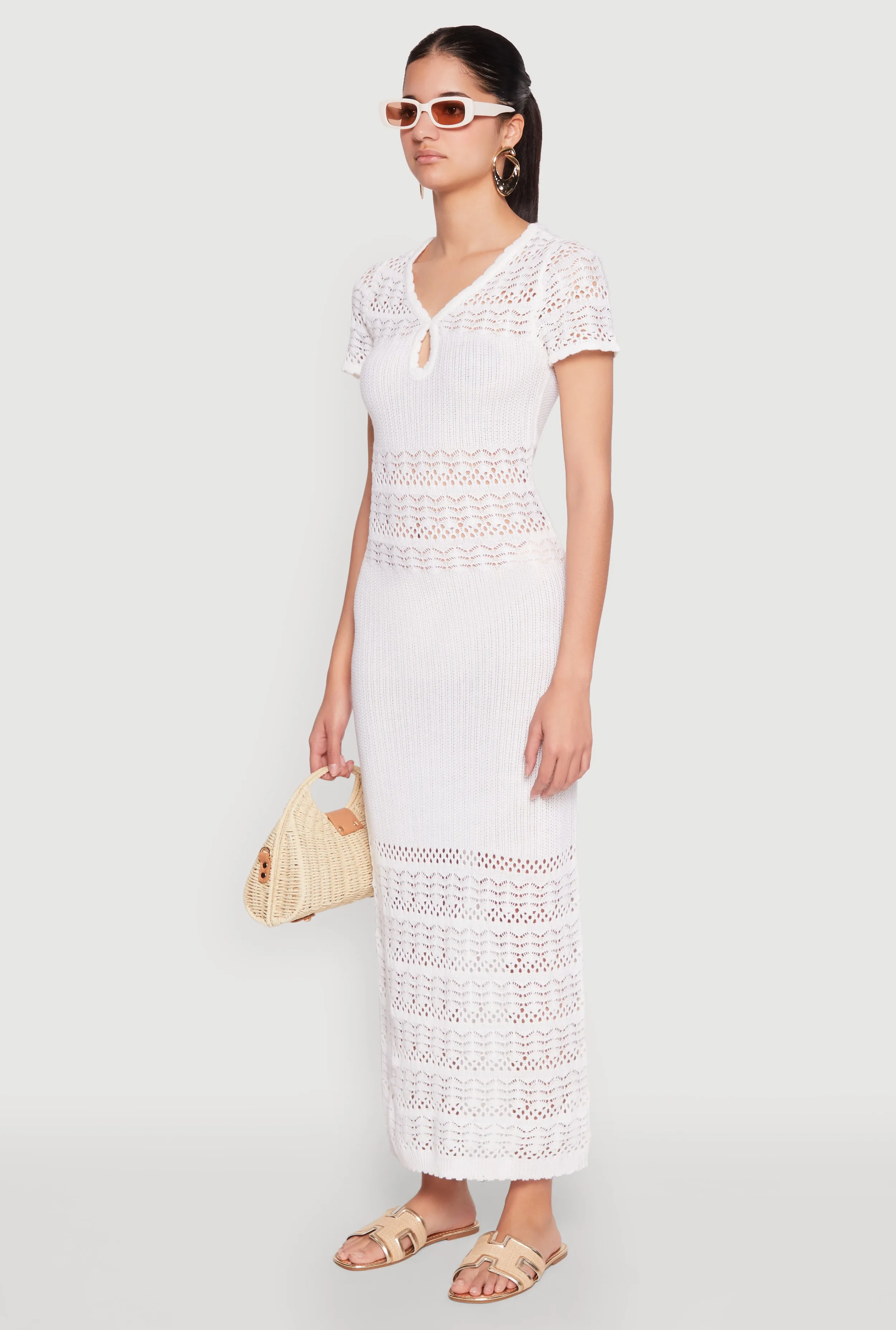 Short Sleeve Pointelle Maxi Dress sold by Rainbow product image thumbnail 3