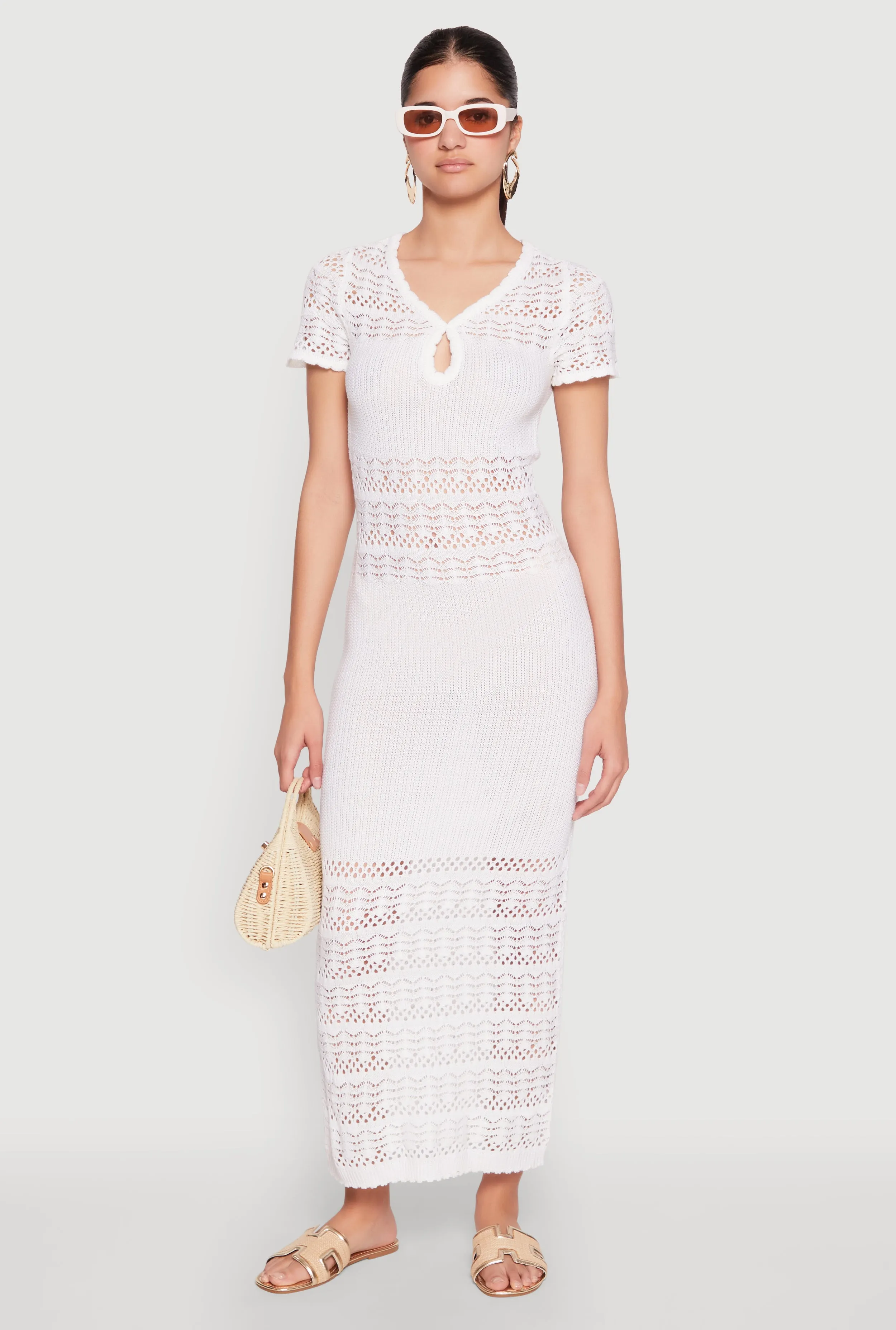 Short Sleeve Pointelle Maxi Dress sold by Rainbow product image thumbnail 2