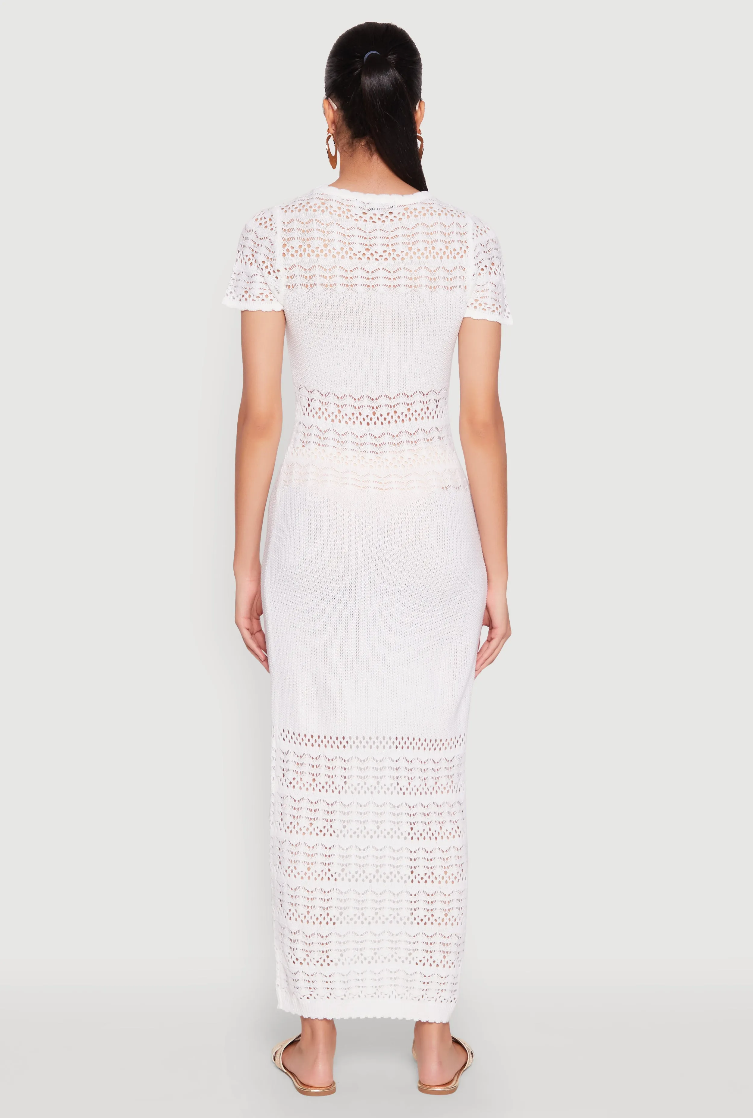 Short Sleeve Pointelle Maxi Dress sold by Rainbow product image thumbnail 5