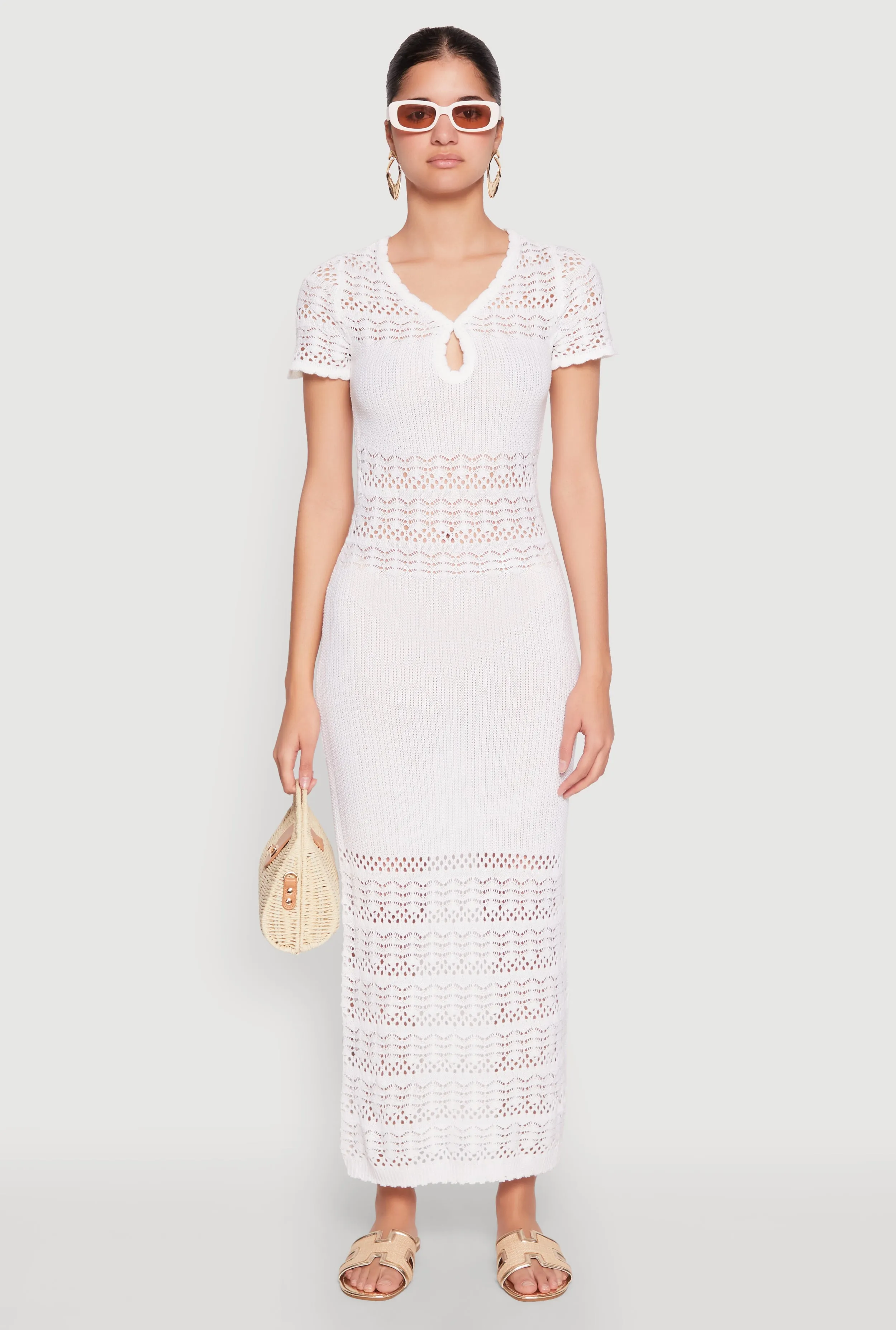 Short Sleeve Pointelle Maxi Dress sold by Rainbow