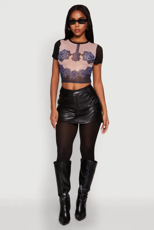 Graphic Print Mesh Tee sold by Rainbow