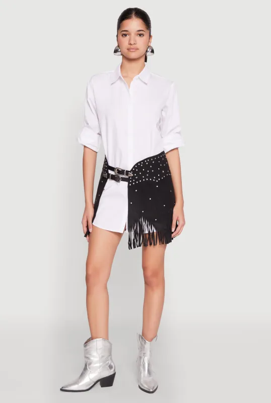 Fringe Buckle Front Skirt sold by Rainbow