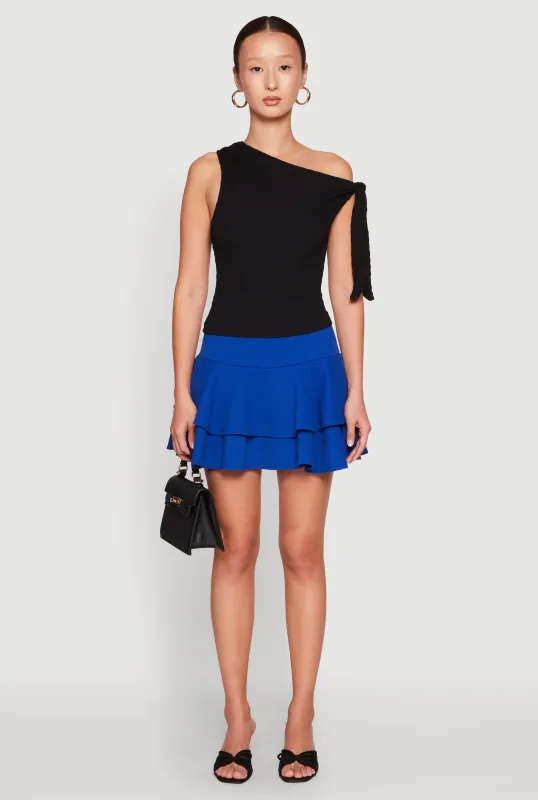 Crepe Knit Mini Tiered Skort sold by Rainbow