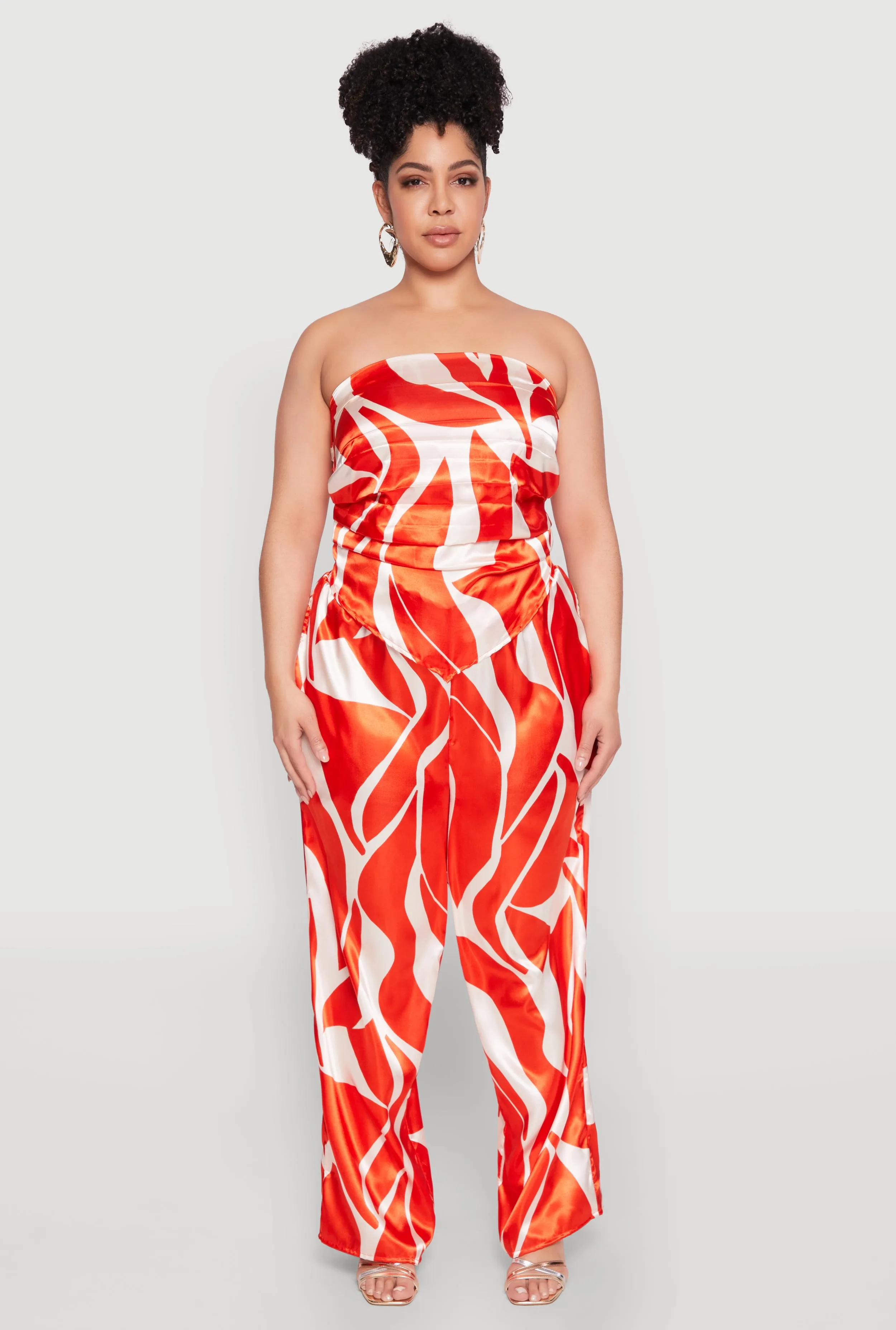 Plus Size Patterned Satin Palazzo Pants sold by Rainbow product image thumbnail 2