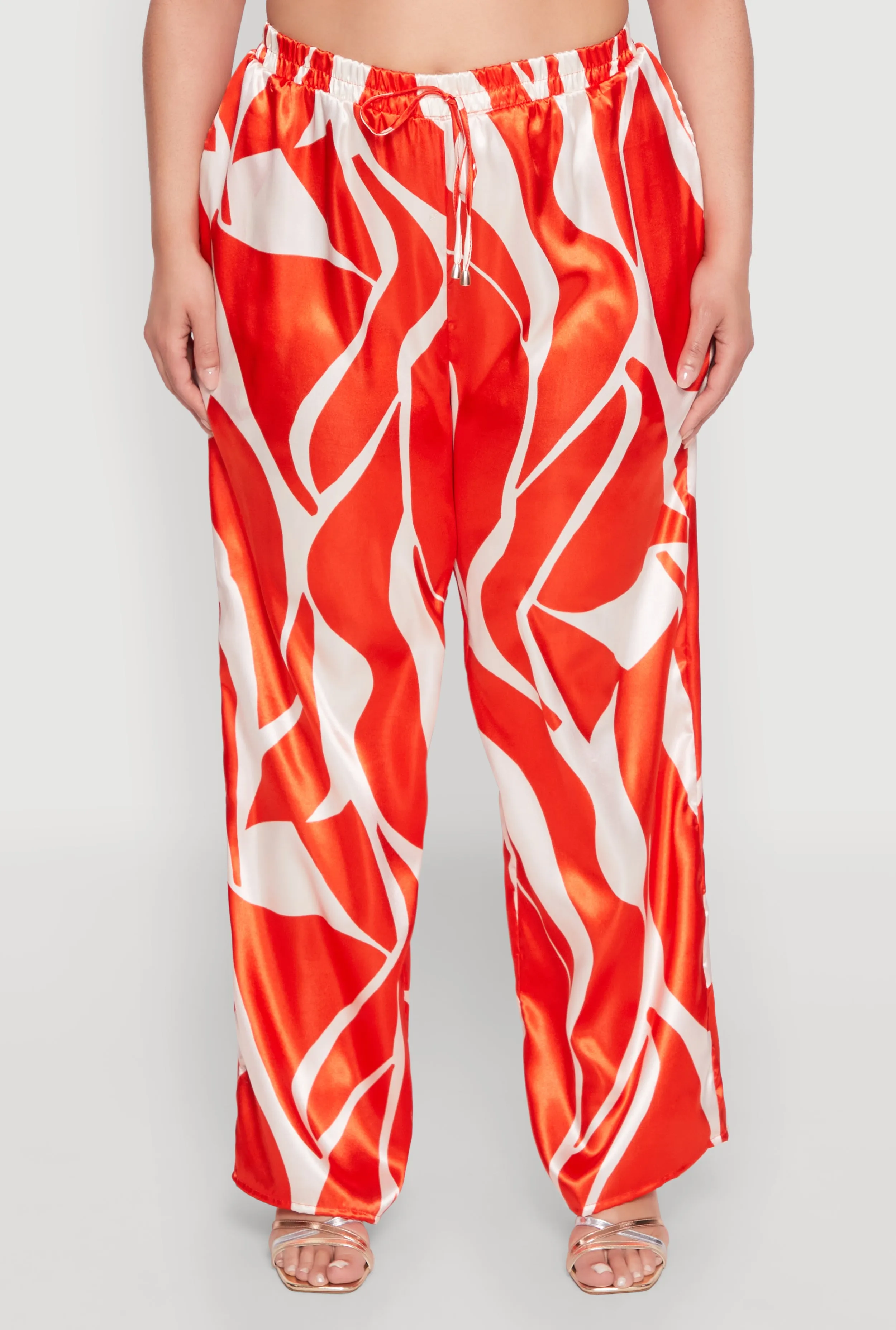 Plus Size Patterned Satin Palazzo Pants sold by Rainbow product image thumbnail 3