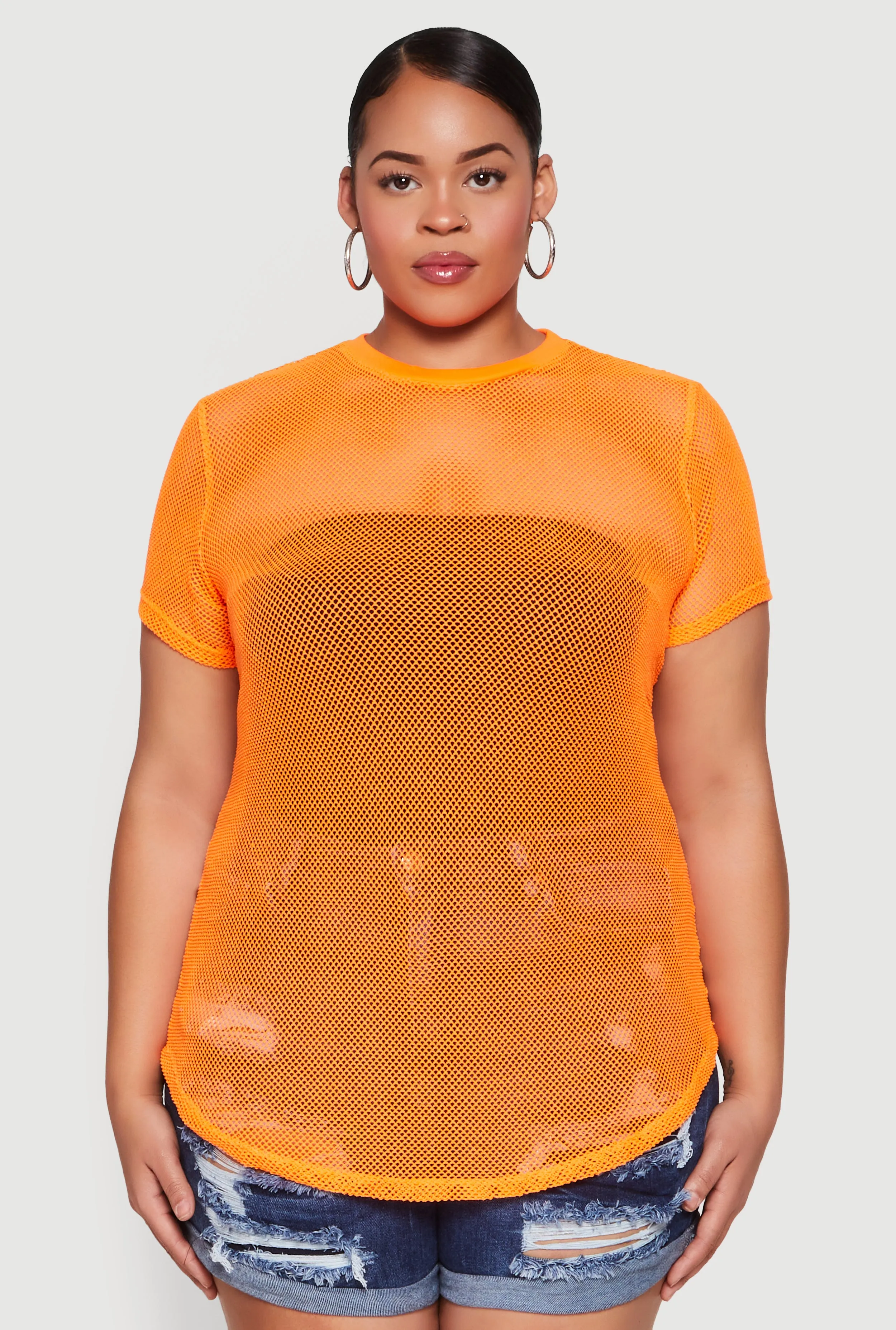 Plus Size Fishnet Short Sleeve Top sold by Rainbow product image thumbnail 2