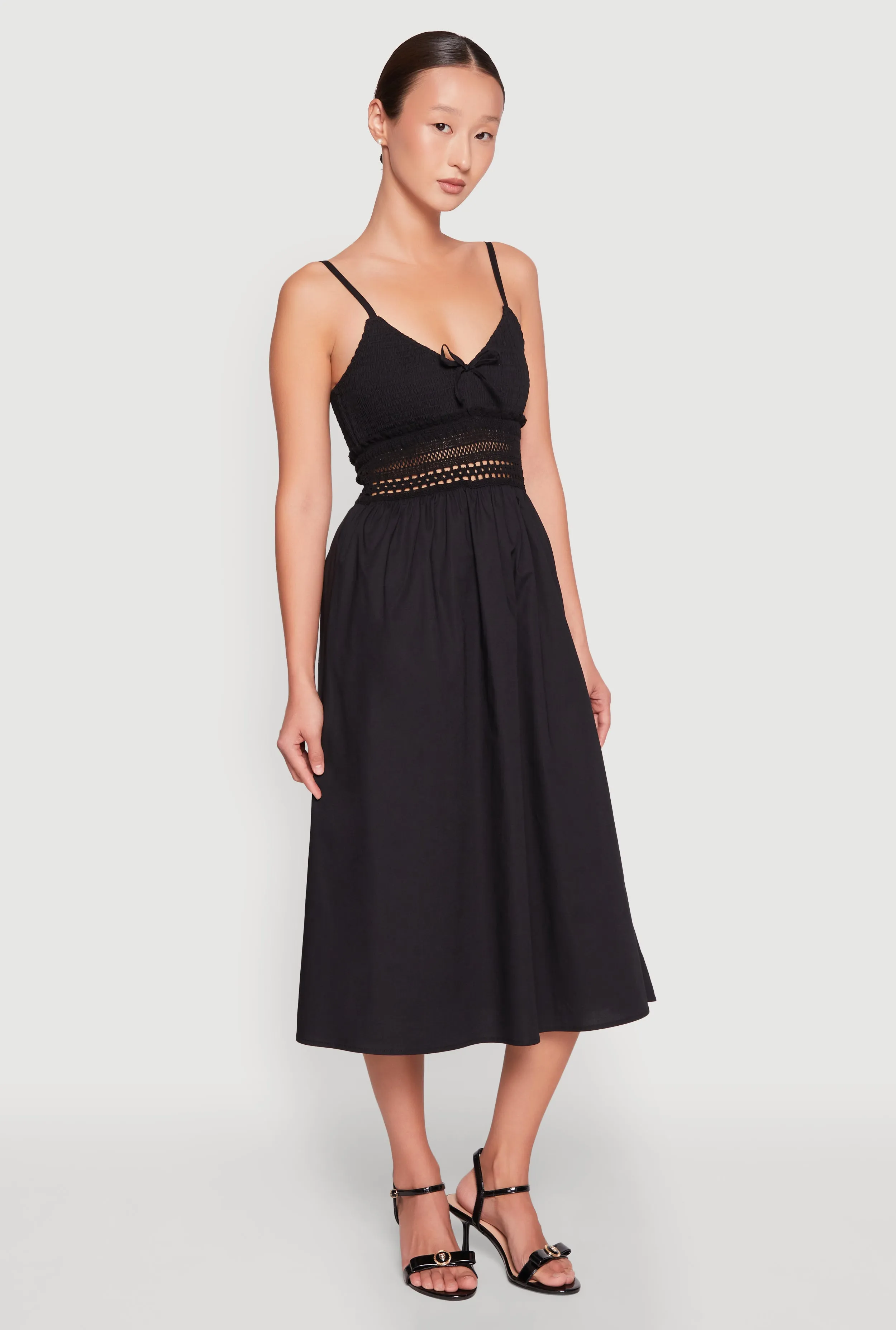 Almost Famous Crochet Empire Waist Midi Dress sold by Rainbow