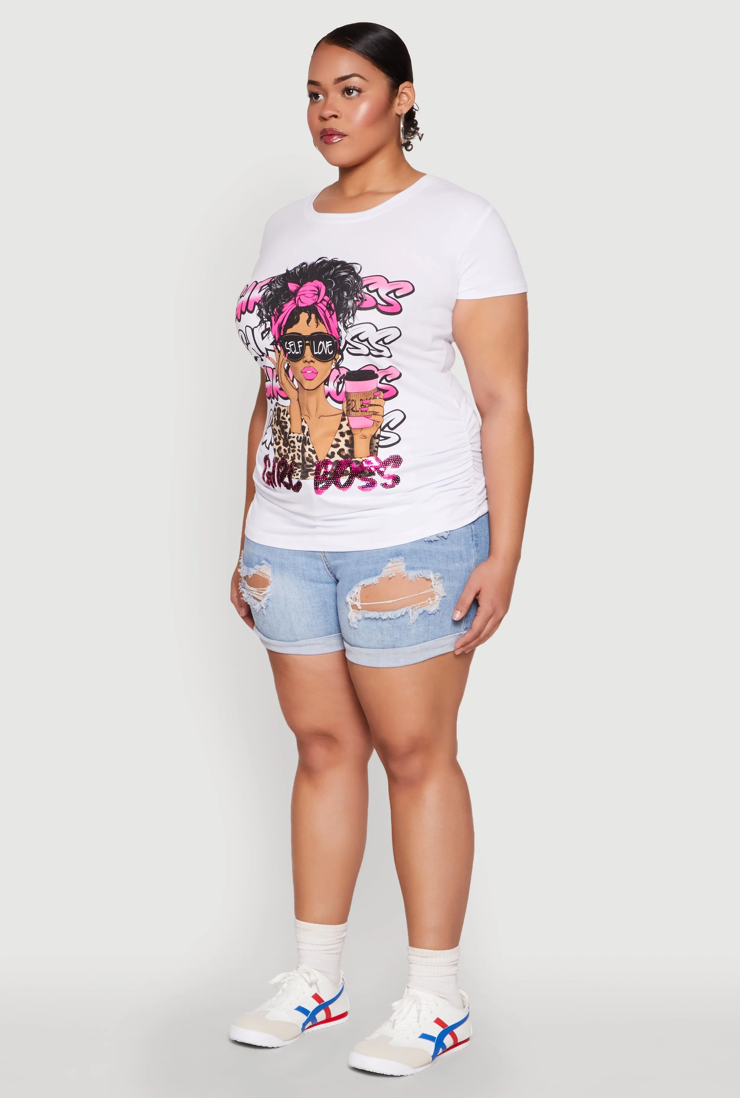 Plus Size Girl Boss Sequin Graphic Tee sold by Rainbow product image thumbnail 5