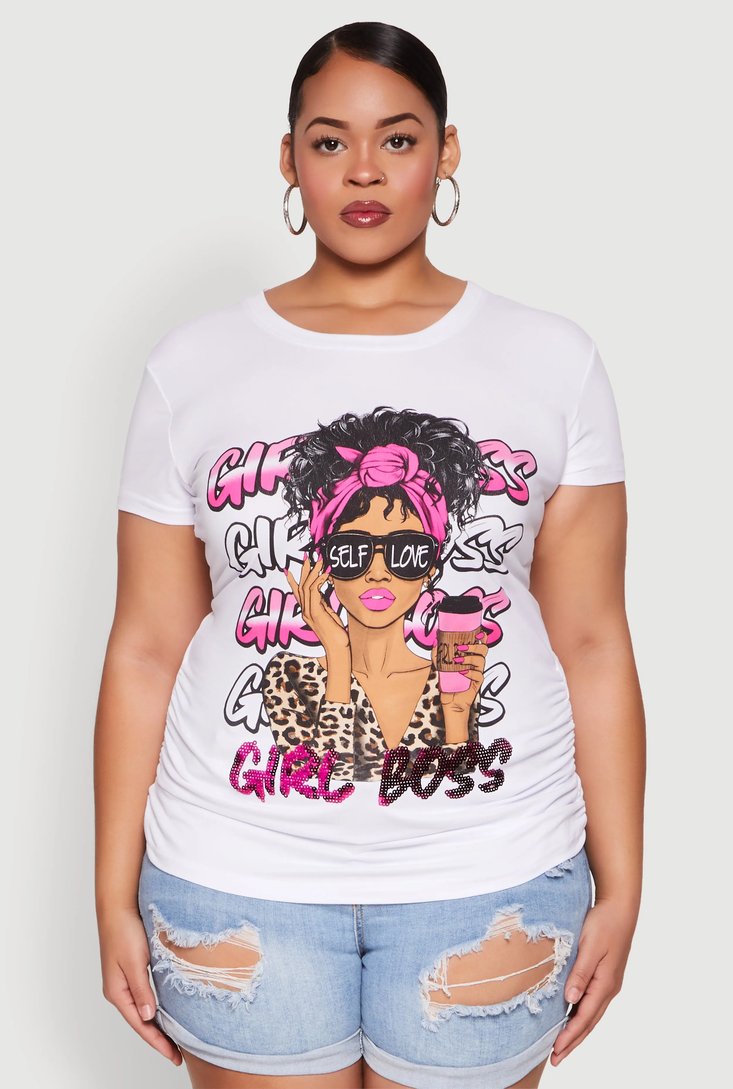 Plus Size Girl Boss Sequin Graphic Tee sold by Rainbow product image thumbnail 2