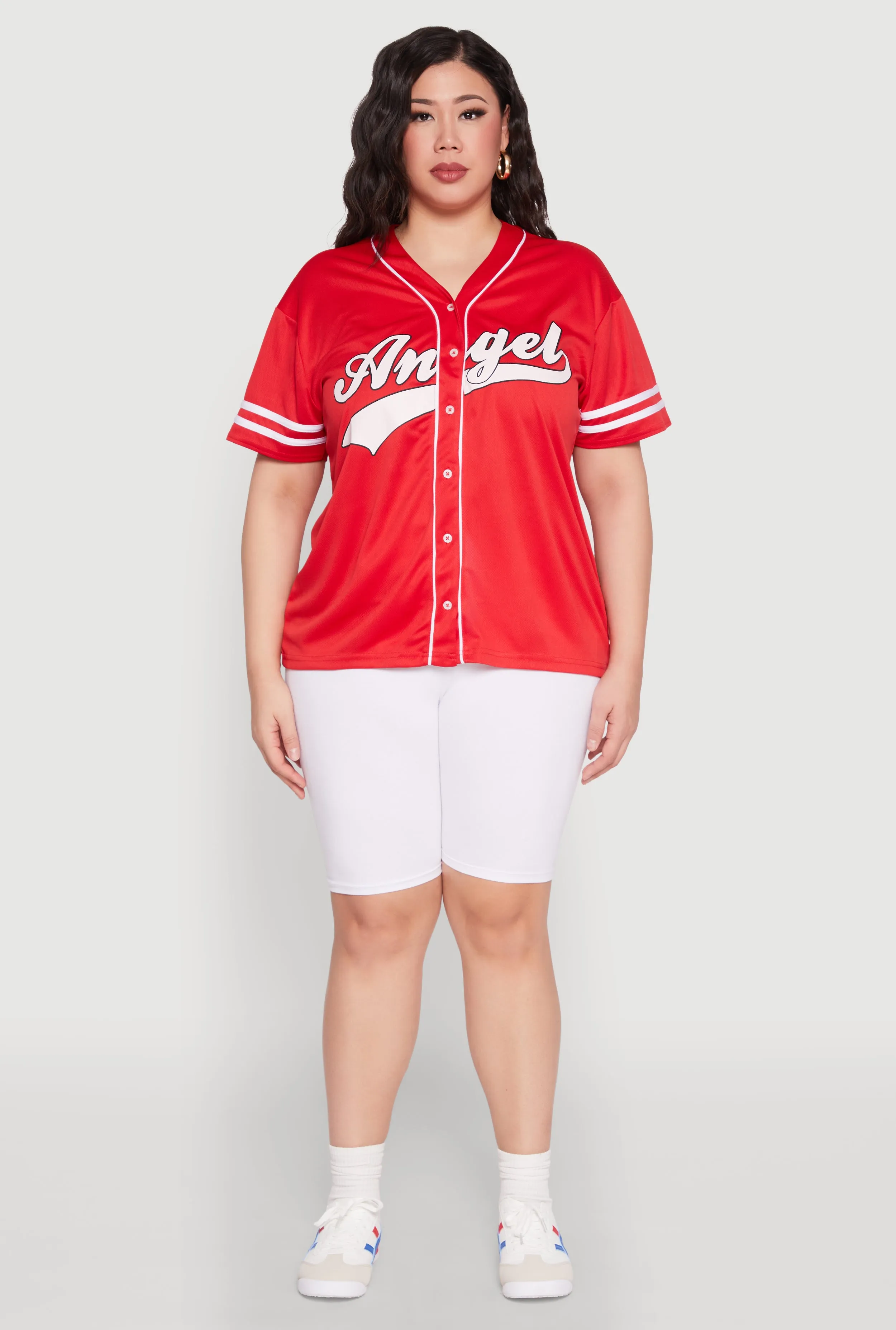 Plus Size Angel Graphic Baseball Tee sold by Rainbow