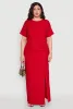 Plus Size High Waisted Slit Front Skirt sold by Rainbow