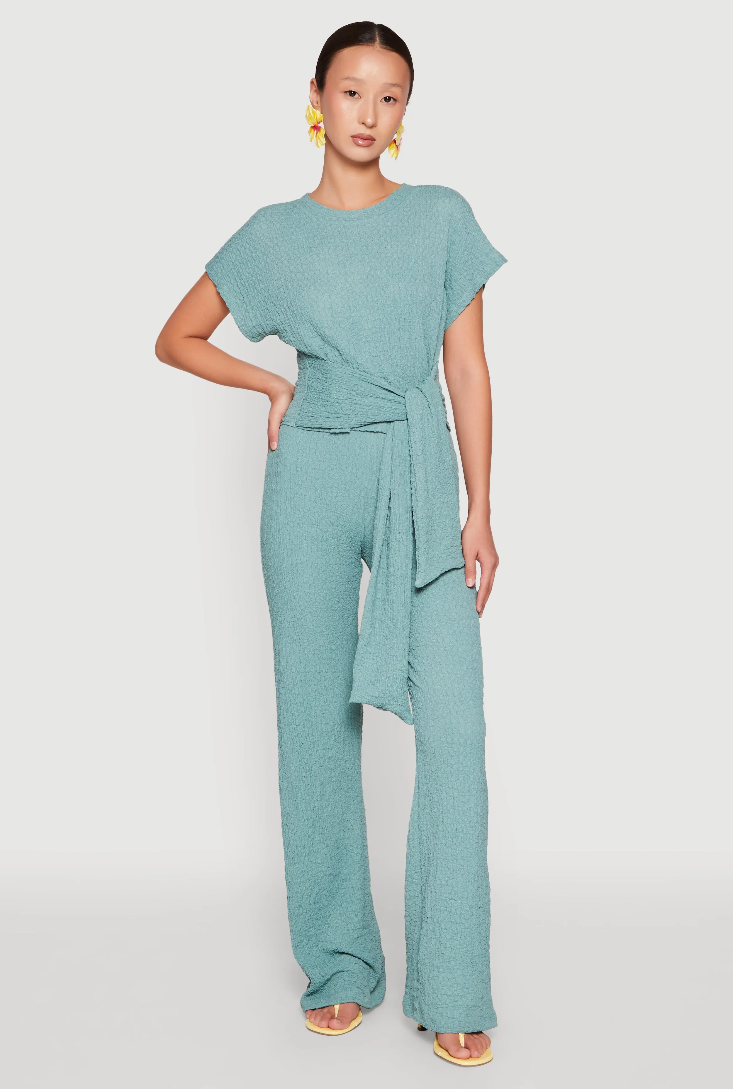 High Waisted Textured Knit Pants sold by Rainbow