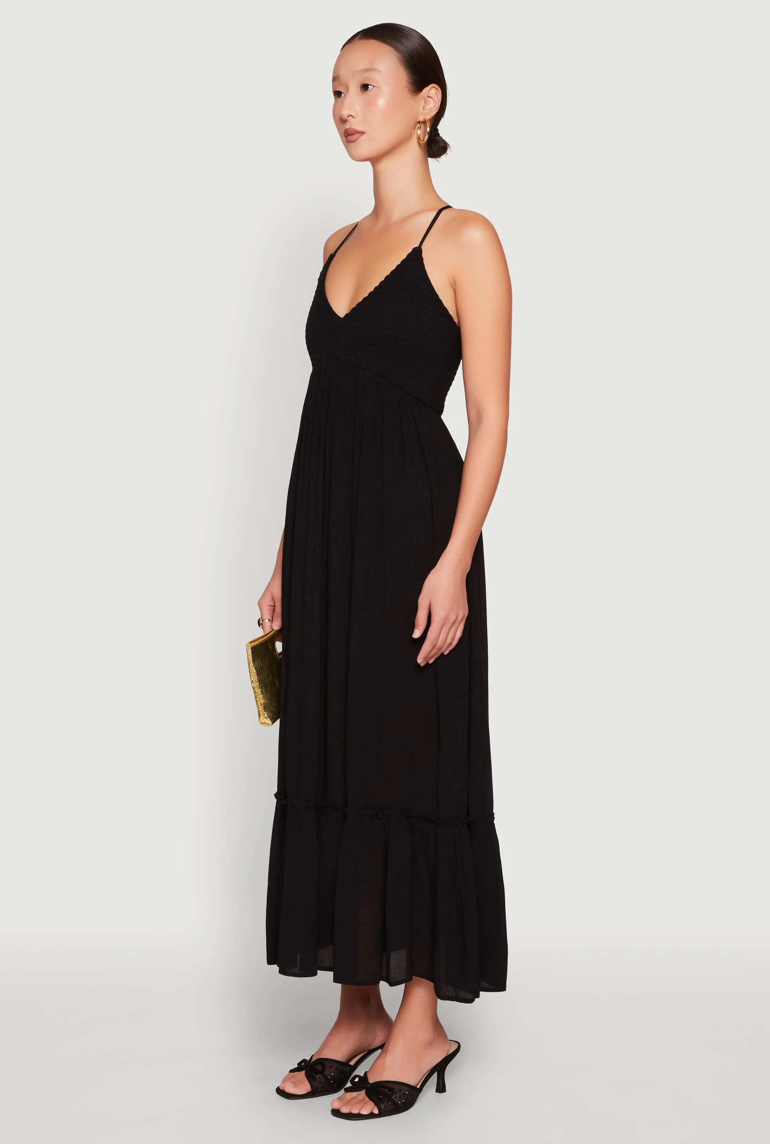 Almost Famous Smocked O Ring Tiered Maxi Dress sold by Rainbow product image thumbnail 3