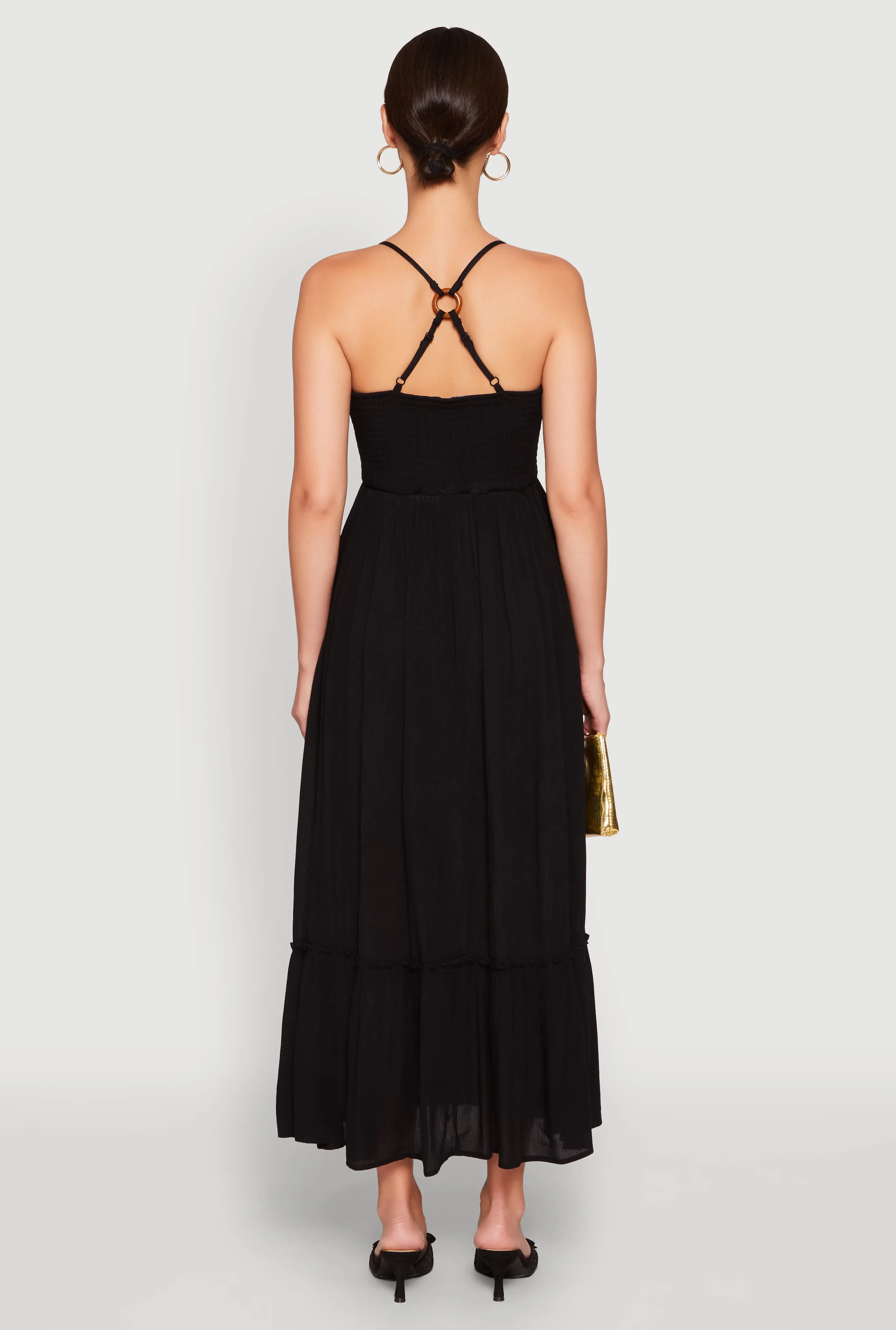 Almost Famous Smocked O Ring Tiered Maxi Dress sold by Rainbow product image thumbnail 5