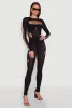 Seamless Leopard Print Laser Cut Fishnet Catsuit sold by Rainbow
