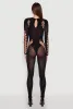 Seamless Leopard Print Laser Cut Fishnet Catsuit sold by Rainbow