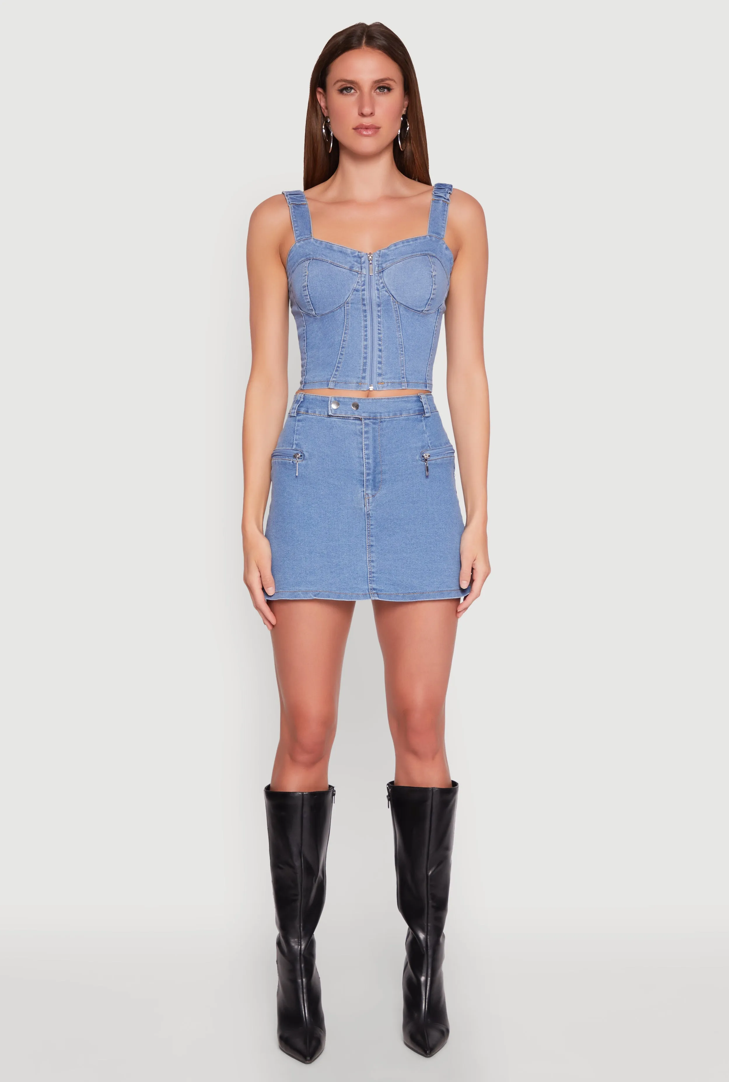 Zip Detail Mini Denim Skirt sold by Rainbow product image thumbnail 2