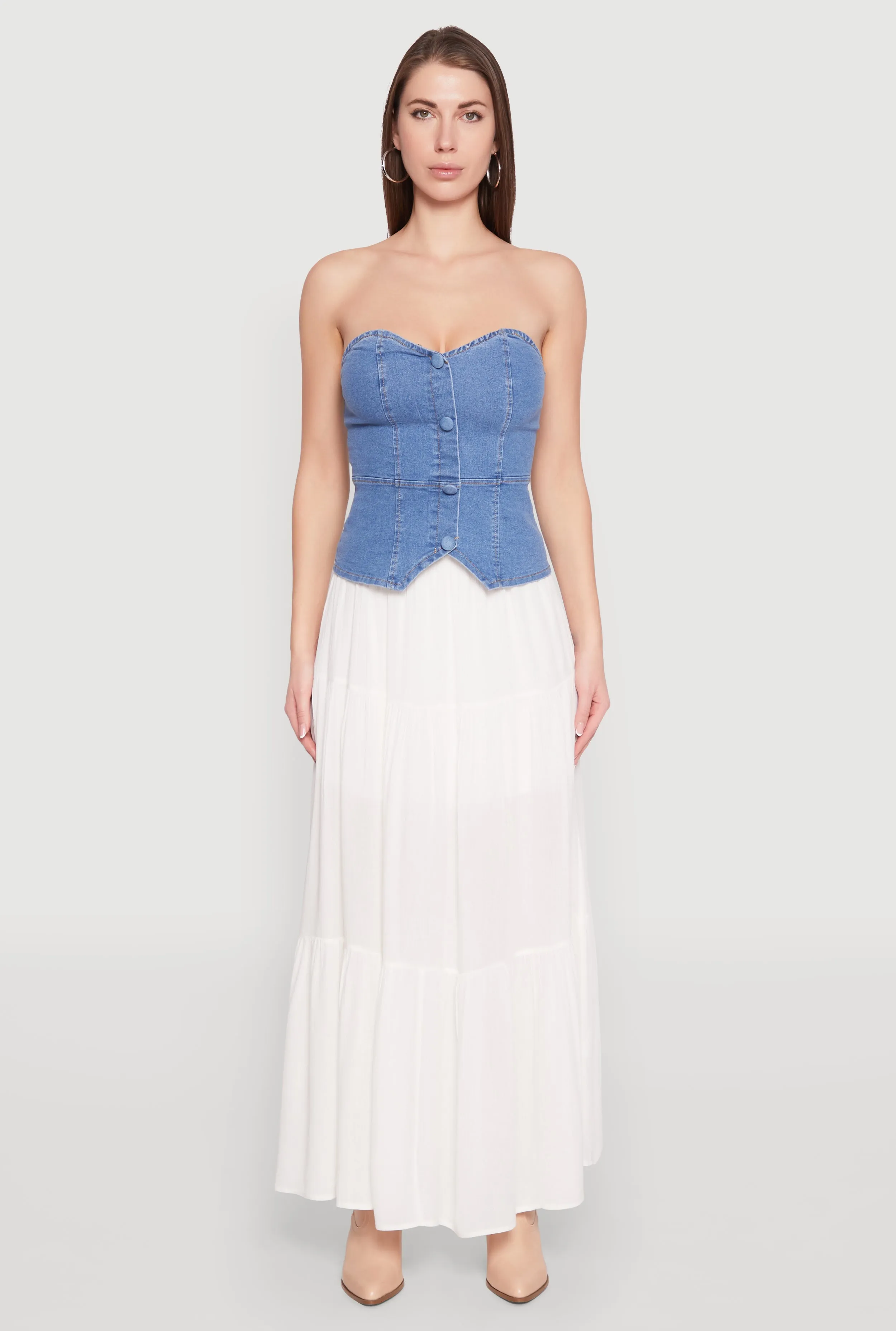 Denim Button Front Tube Top sold by Rainbow product image thumbnail 3