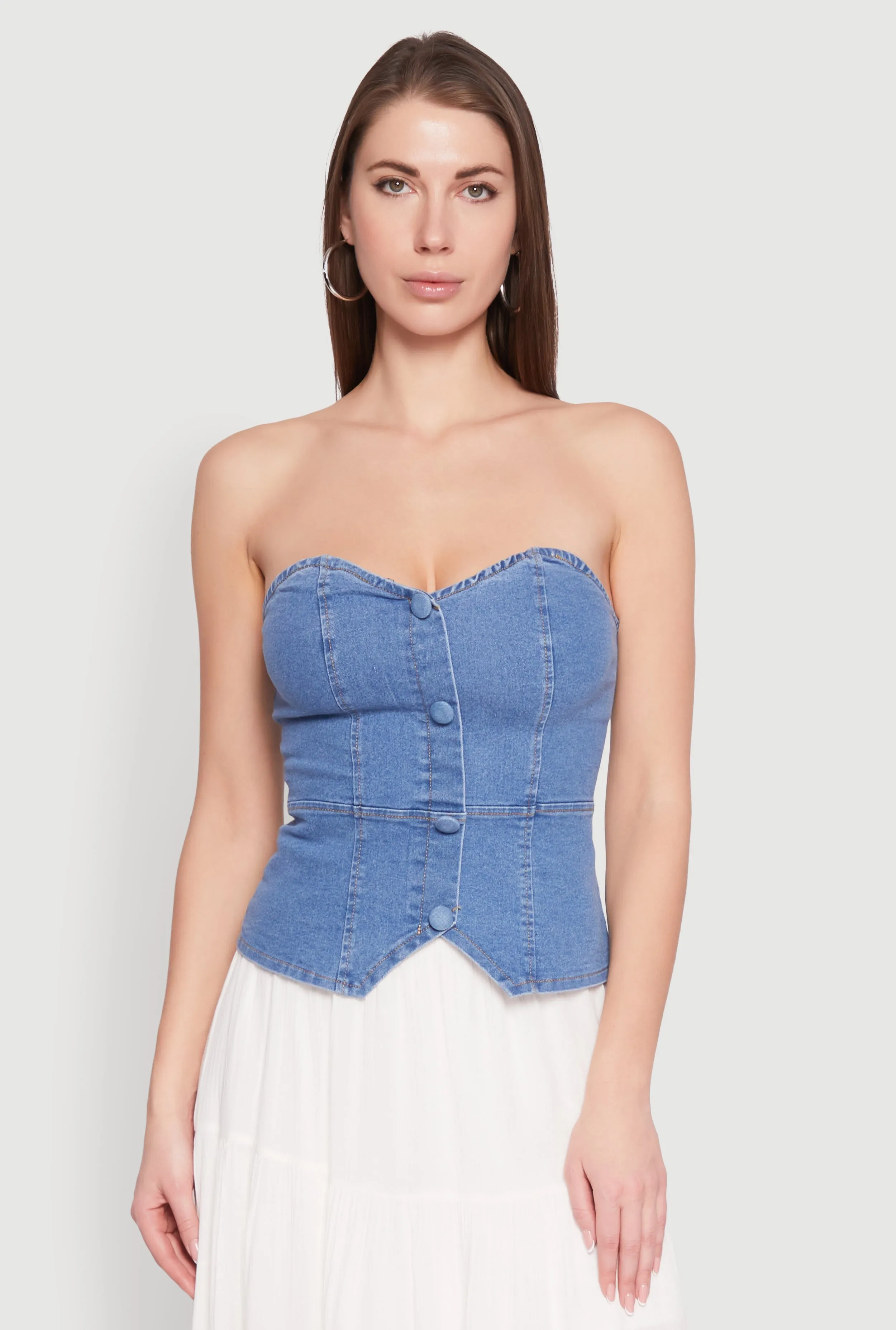 Denim Button Front Tube Top sold by Rainbow product image thumbnail 2