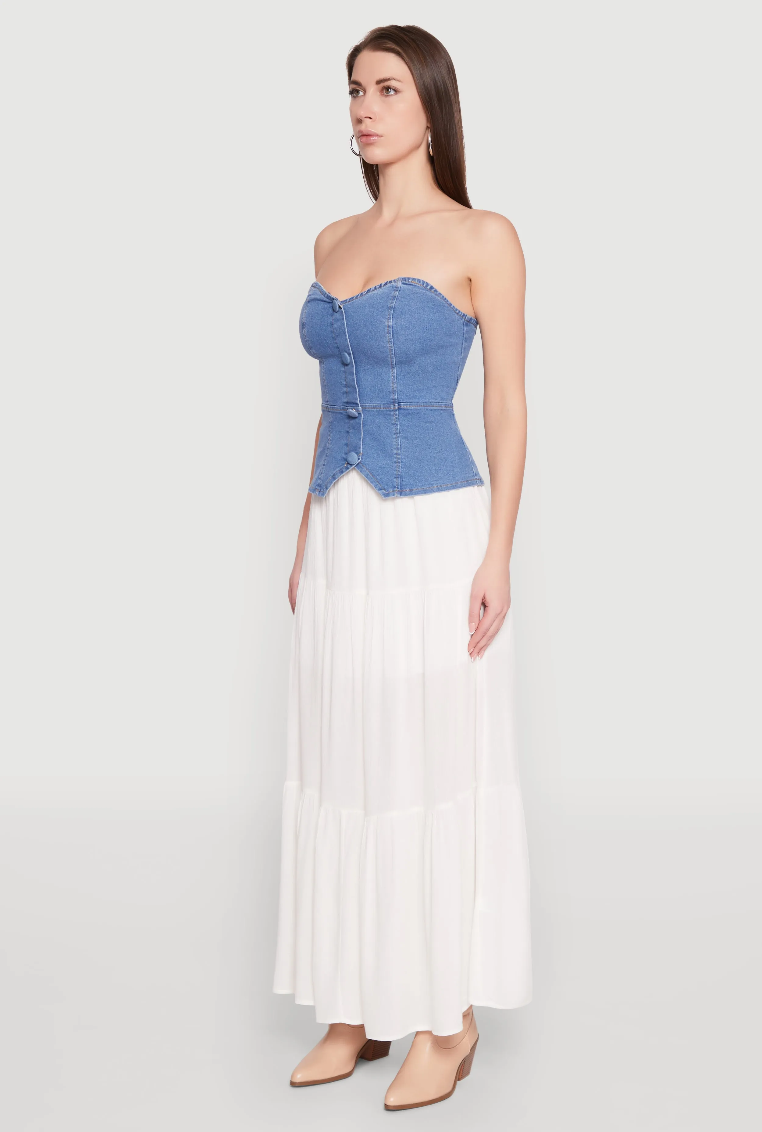 Denim Button Front Tube Top sold by Rainbow product image thumbnail 5