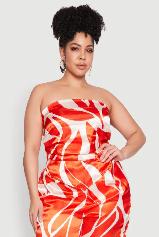 Plus Size Satin Scarf Print Tube Top sold by Rainbow