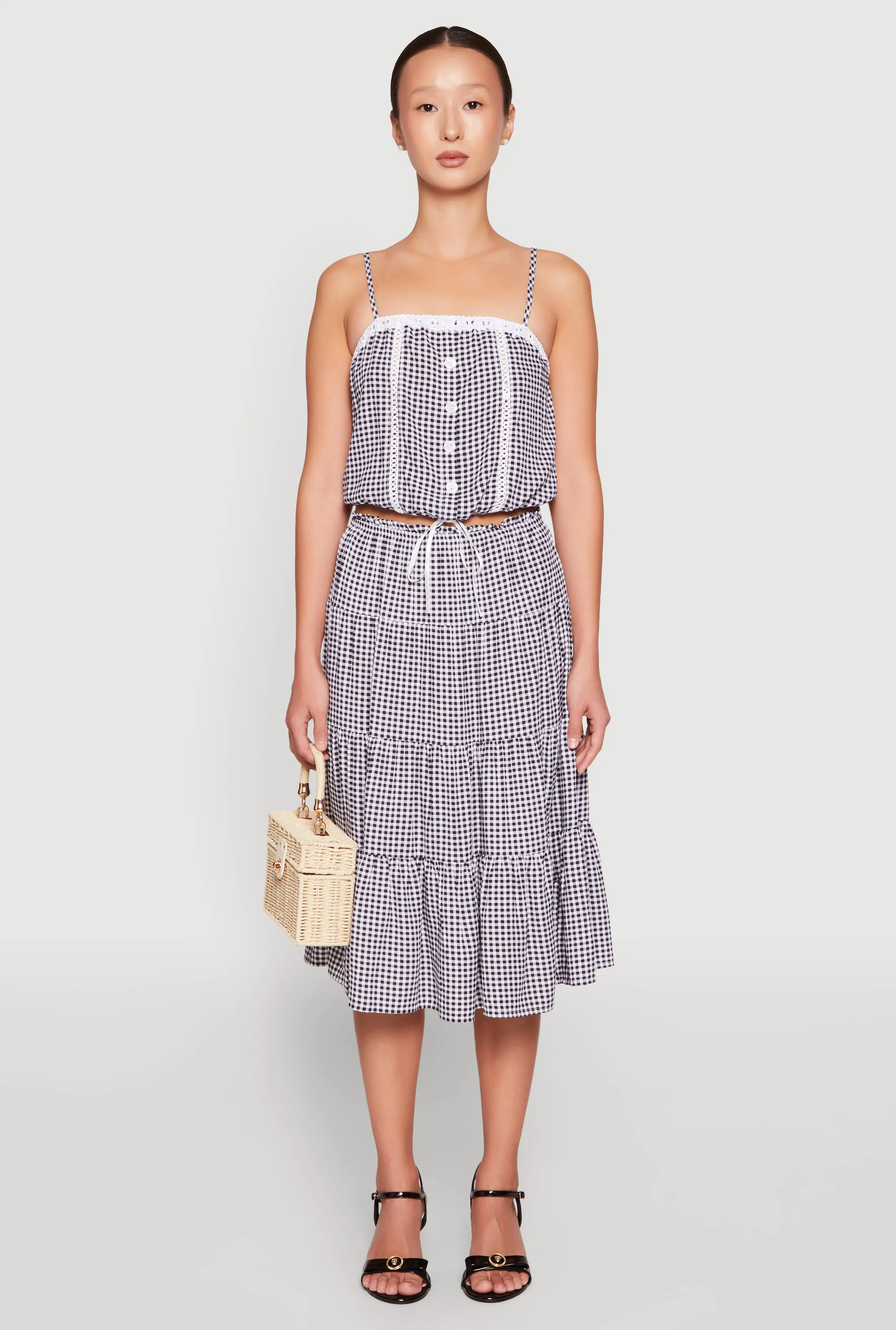 Madden Girl Faux Button Tie Front Crop Top sold by Rainbow product image thumbnail 3