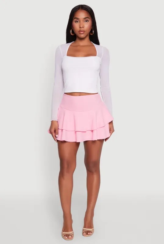 Crepe Knit Mini Tiered Skort sold by Rainbow