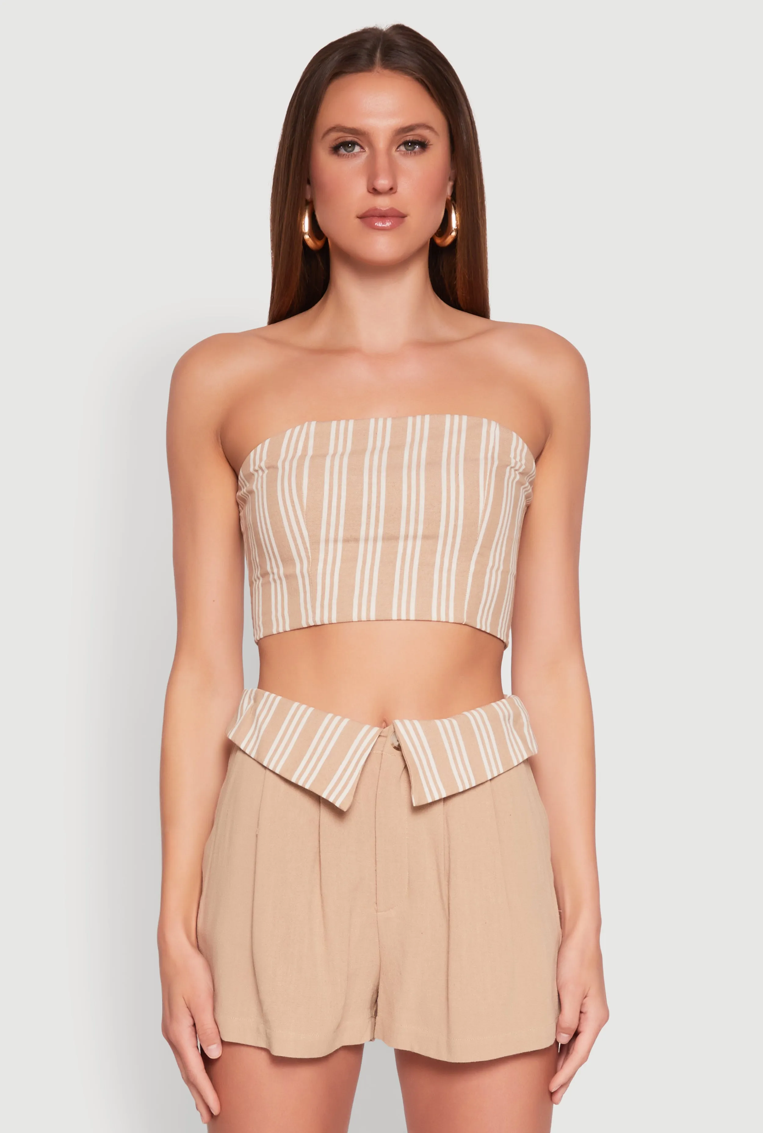 Cropped Stripe Tube Top sold by Rainbow