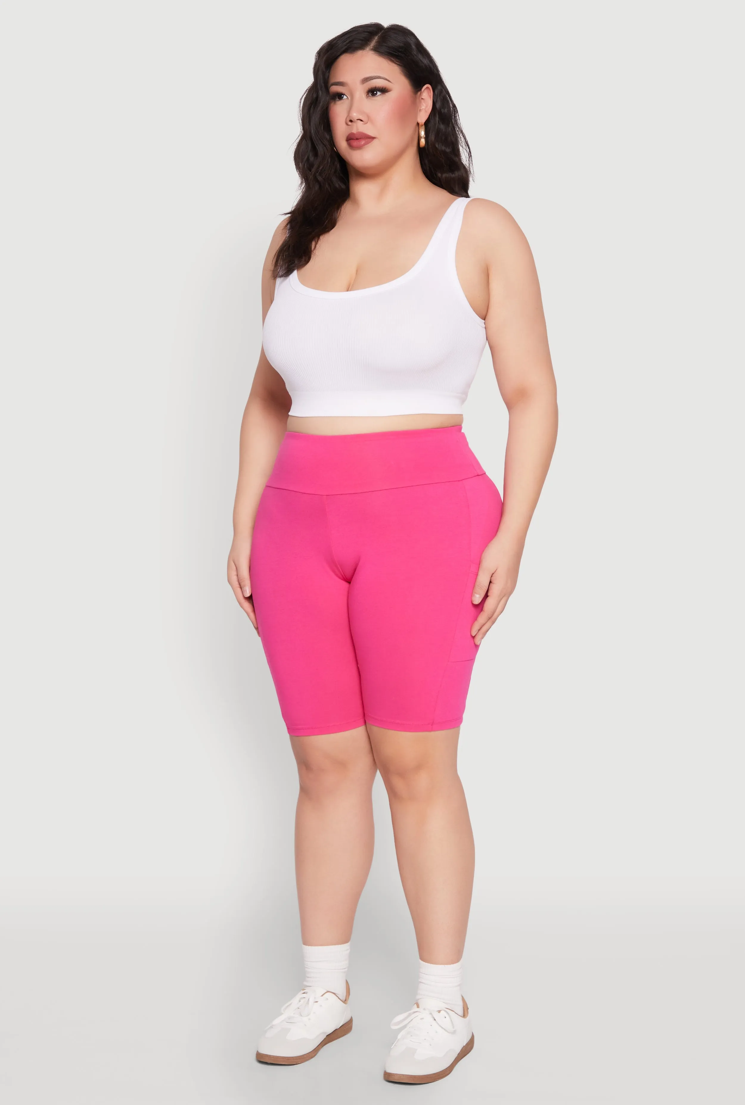 Plus Size High Waist Cell Phone Pocket Biker Shorts sold by Rainbow product image thumbnail 3