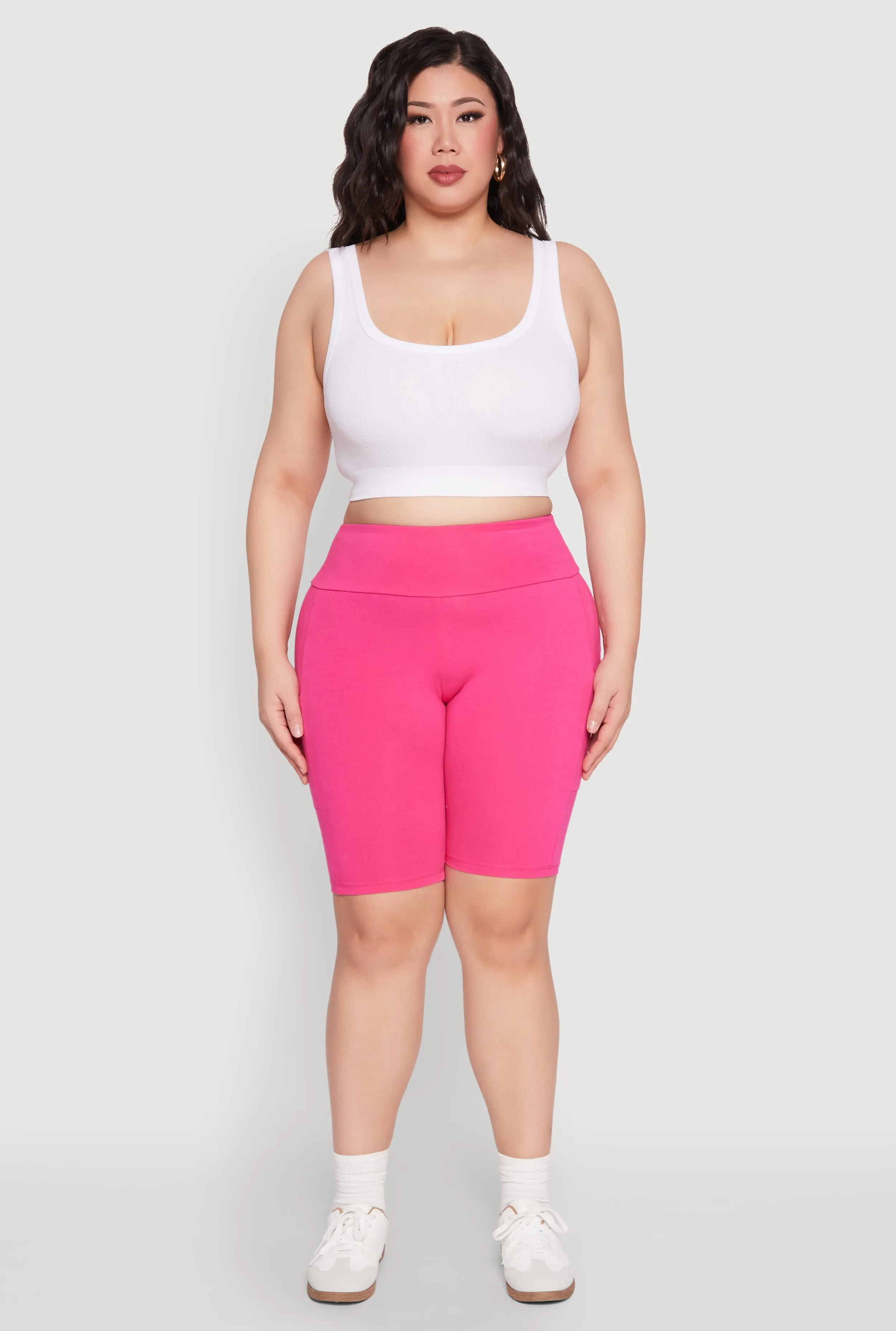 Plus Size High Waist Cell Phone Pocket Biker Shorts sold by Rainbow product image thumbnail 2