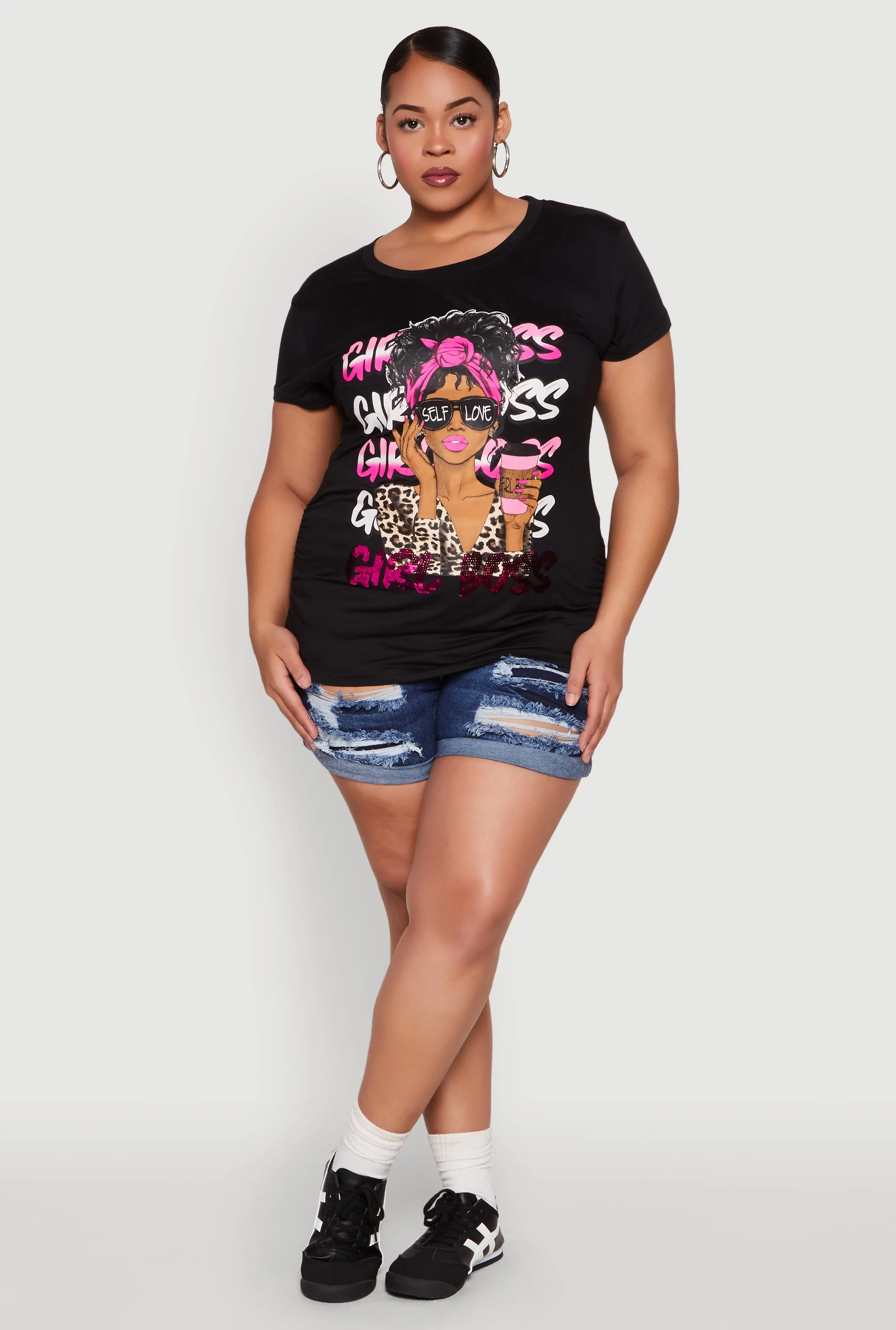Plus Size Girl Boss Sequin Graphic Tee sold by Rainbow product image thumbnail 3
