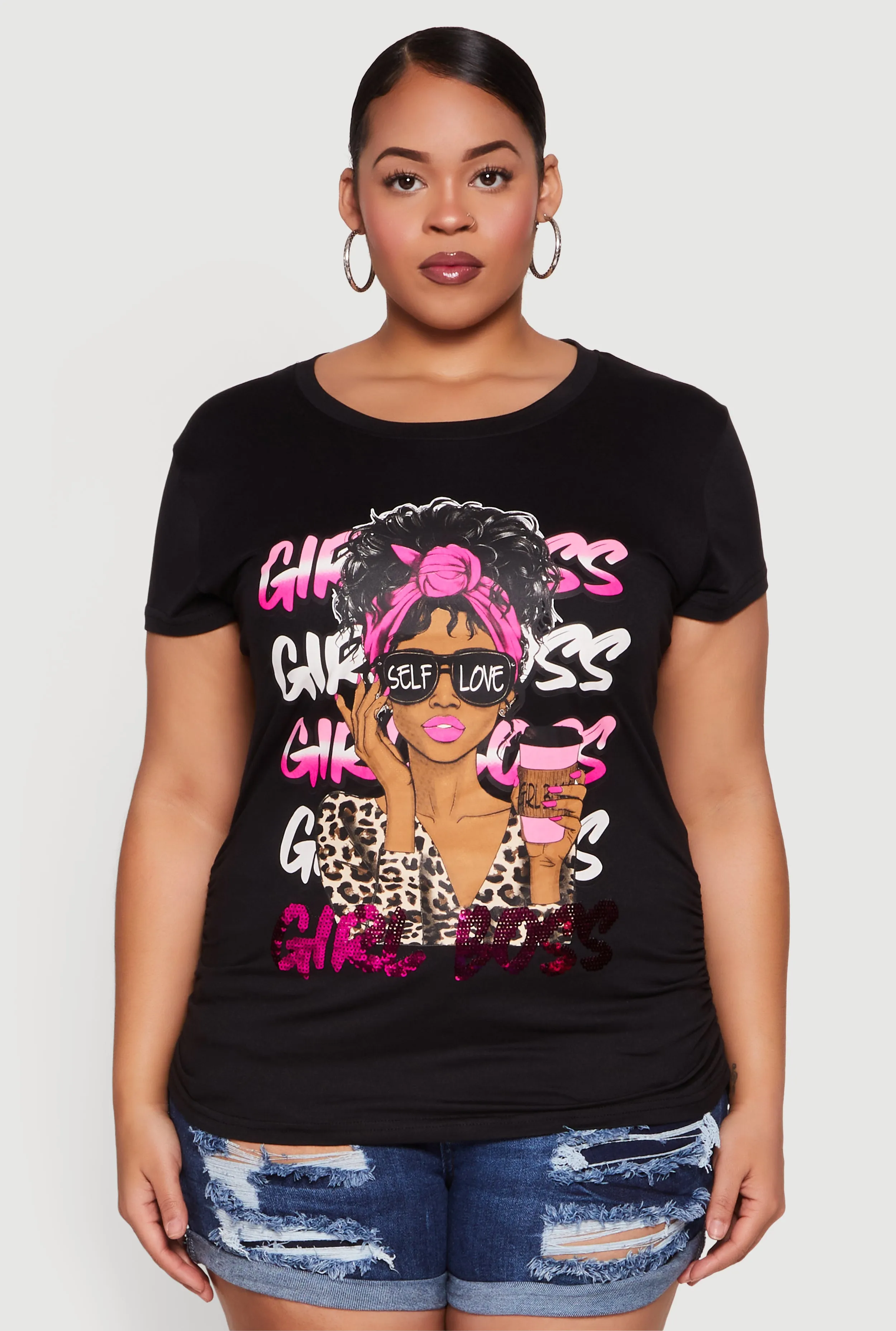 Plus Size Girl Boss Sequin Graphic Tee sold by Rainbow product image thumbnail 2